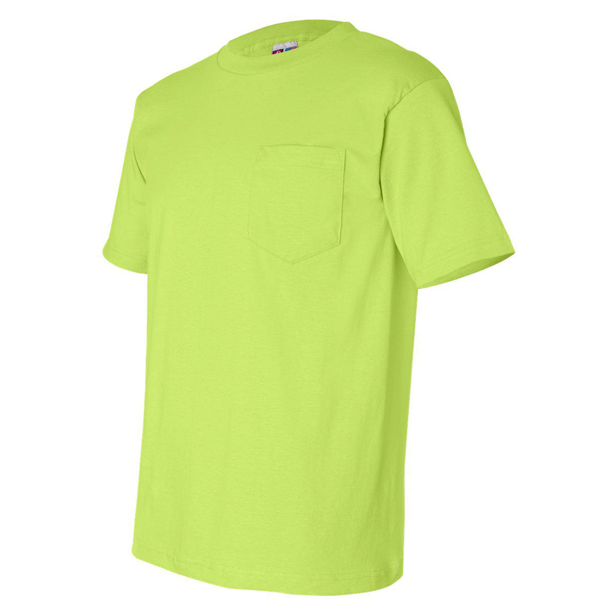 Bayside Men's Stunning Lime Green USA-Made Short Sleeve T-Shirt with Pocket