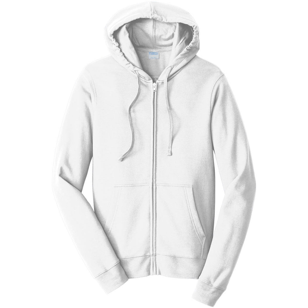 Port & Company Men's White Fan-Favorite Fleece Full-Zip Hooded Sweatshirt: Your Cold-Weather Essential