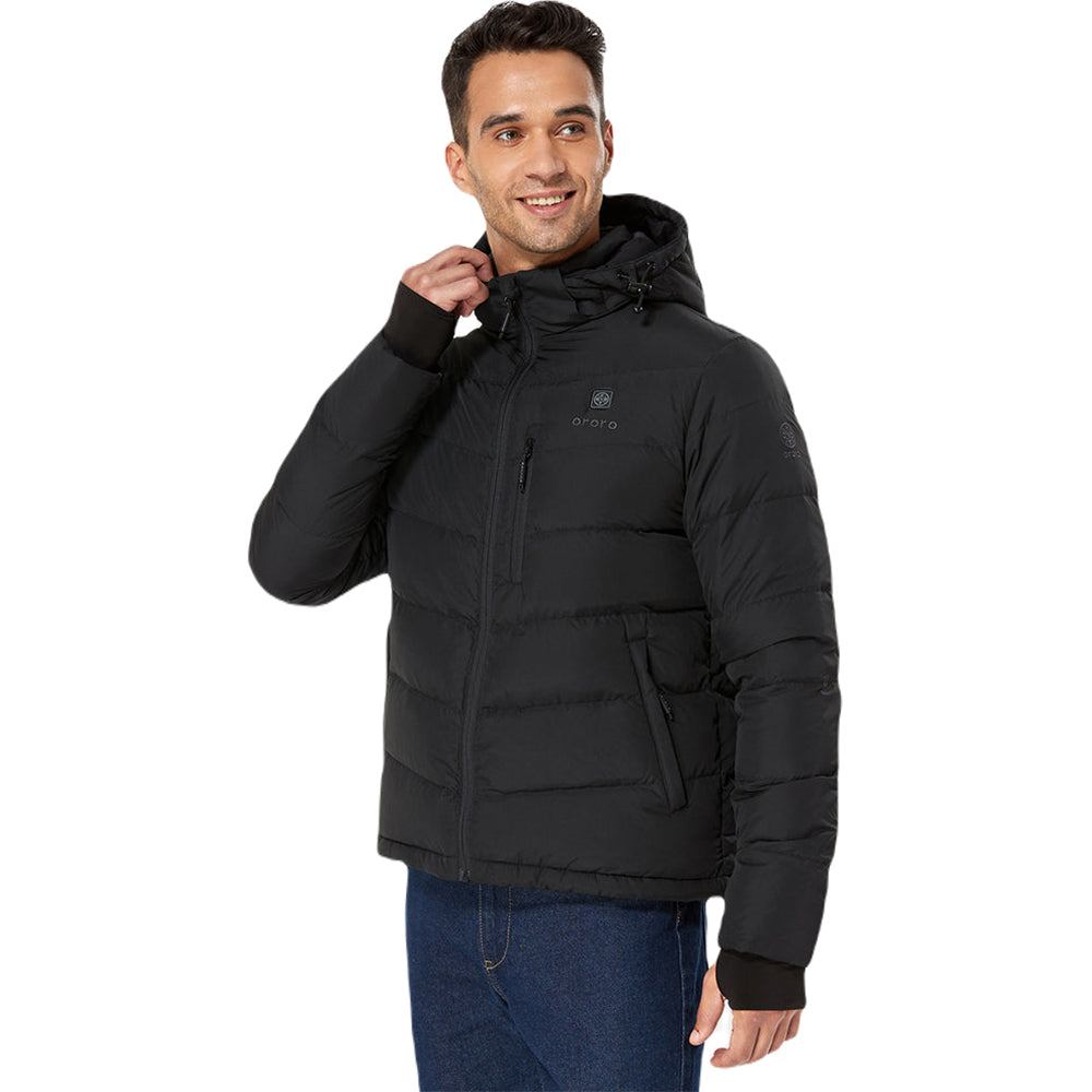 Ororo Men's Stylish Black Heated Down Jacket - Ideal for Corporate Giveaways