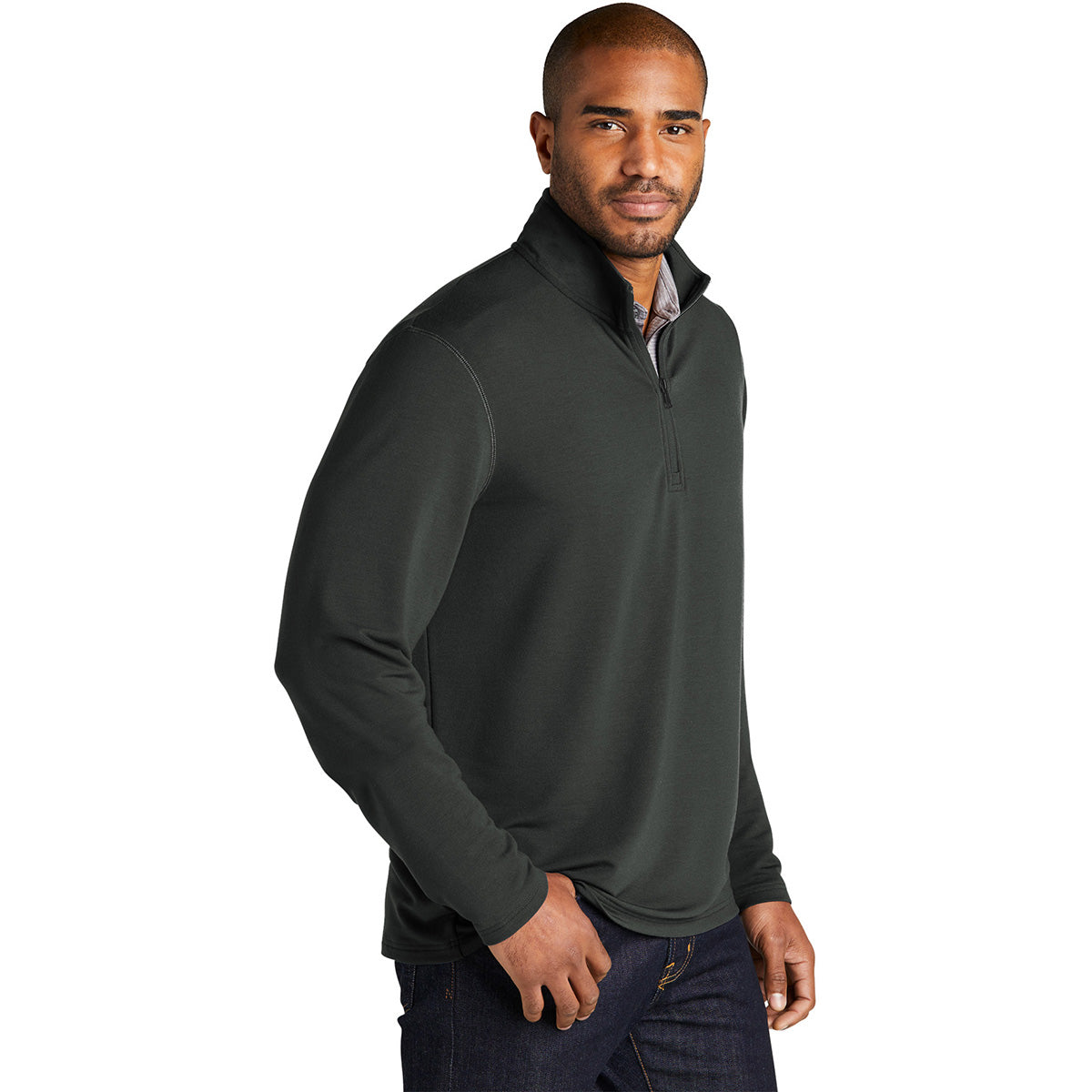 Port Authority Men's Charcoal Microterry 1/4-Zip Pullover - A Must-Have for Men!
