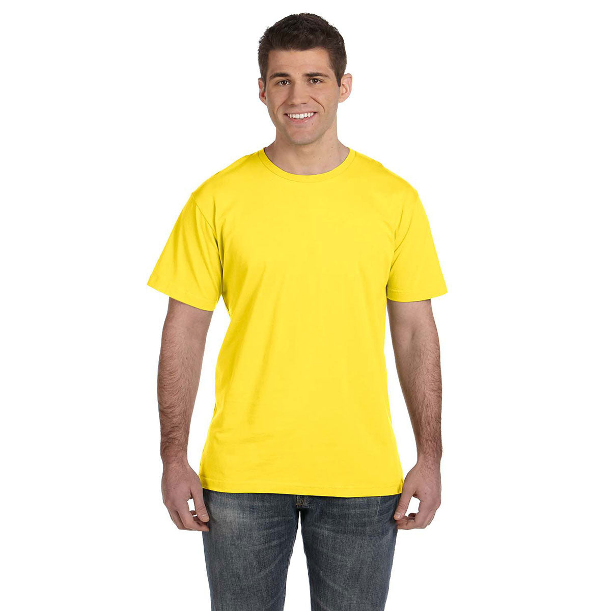 LAT Men's Vibrant Yellow Fine Jersey T-Shirt - Ideal for Brand Promotion