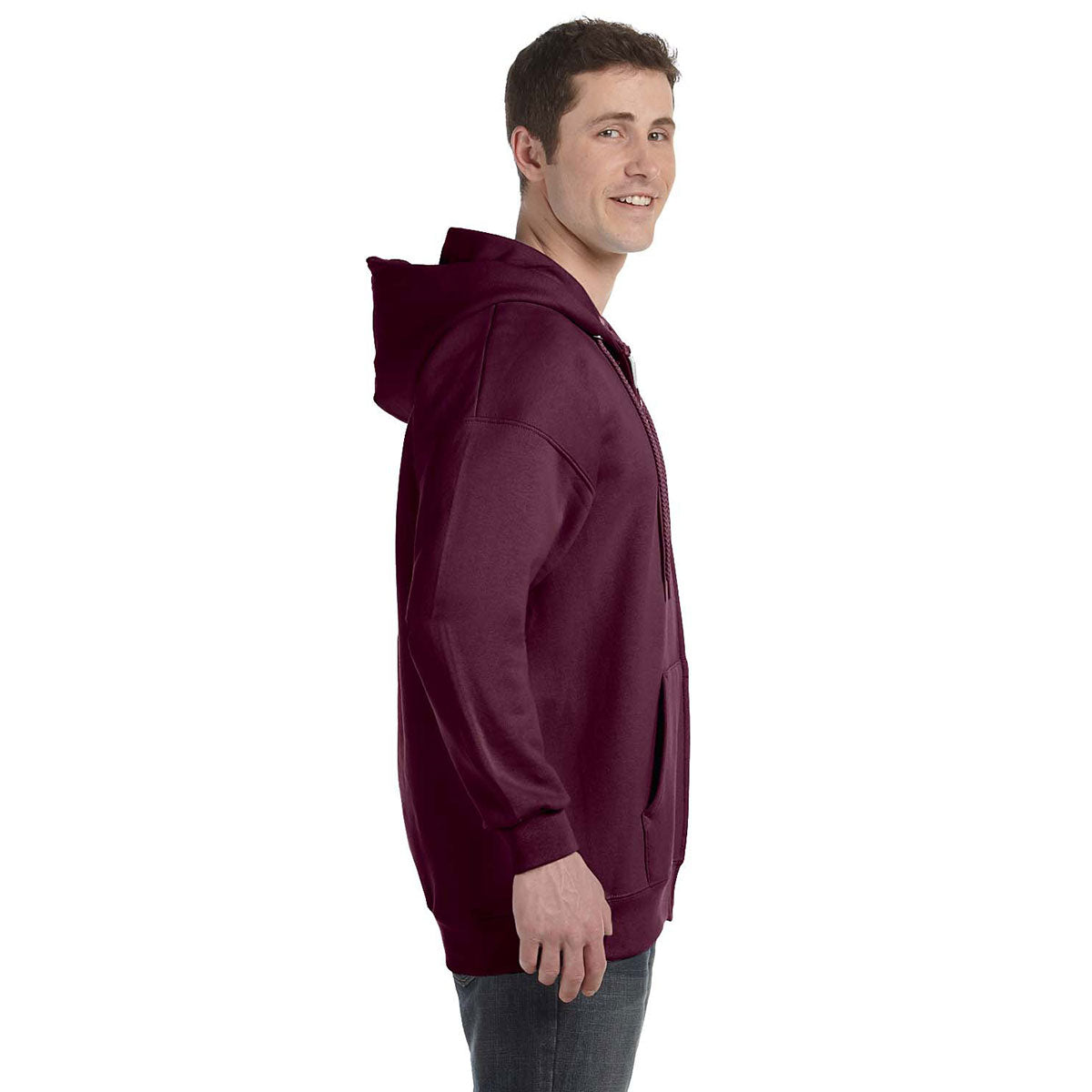 Hanes Men's Stunning Maroon 9.7 oz. Ultimate Cotton 90/10 Full-Zip Hoodie