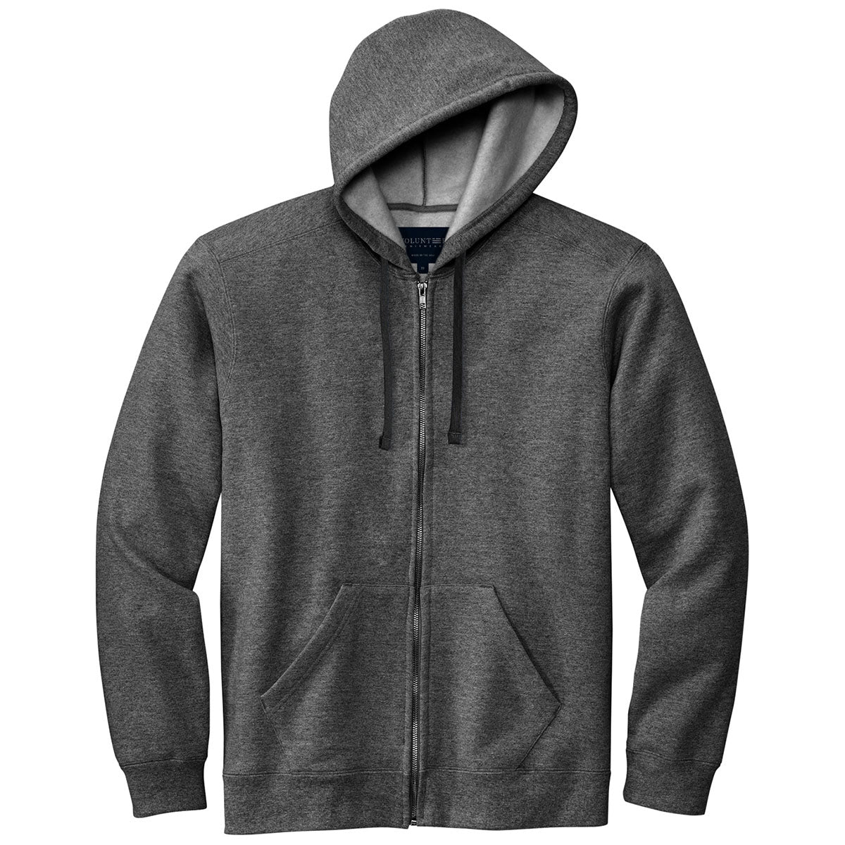 Volunteer Knitwear Men's Charcoal Heather Chore Fleece Full-Zip Hoodie - Cozy & American-Made