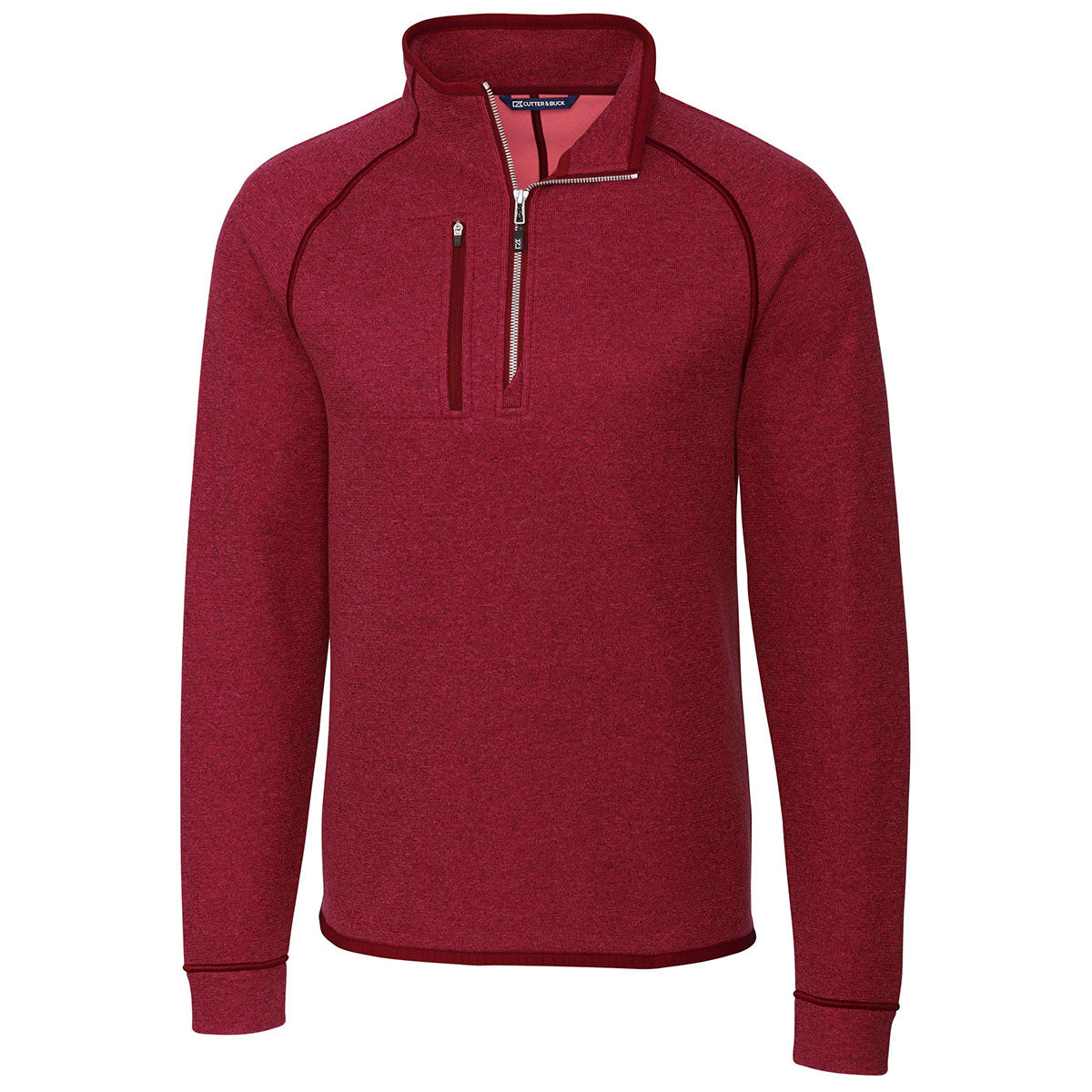 Cutter & Buck Men's Stunning Cardinal Red Heather Mainsail Half Zip - A Must - Have!