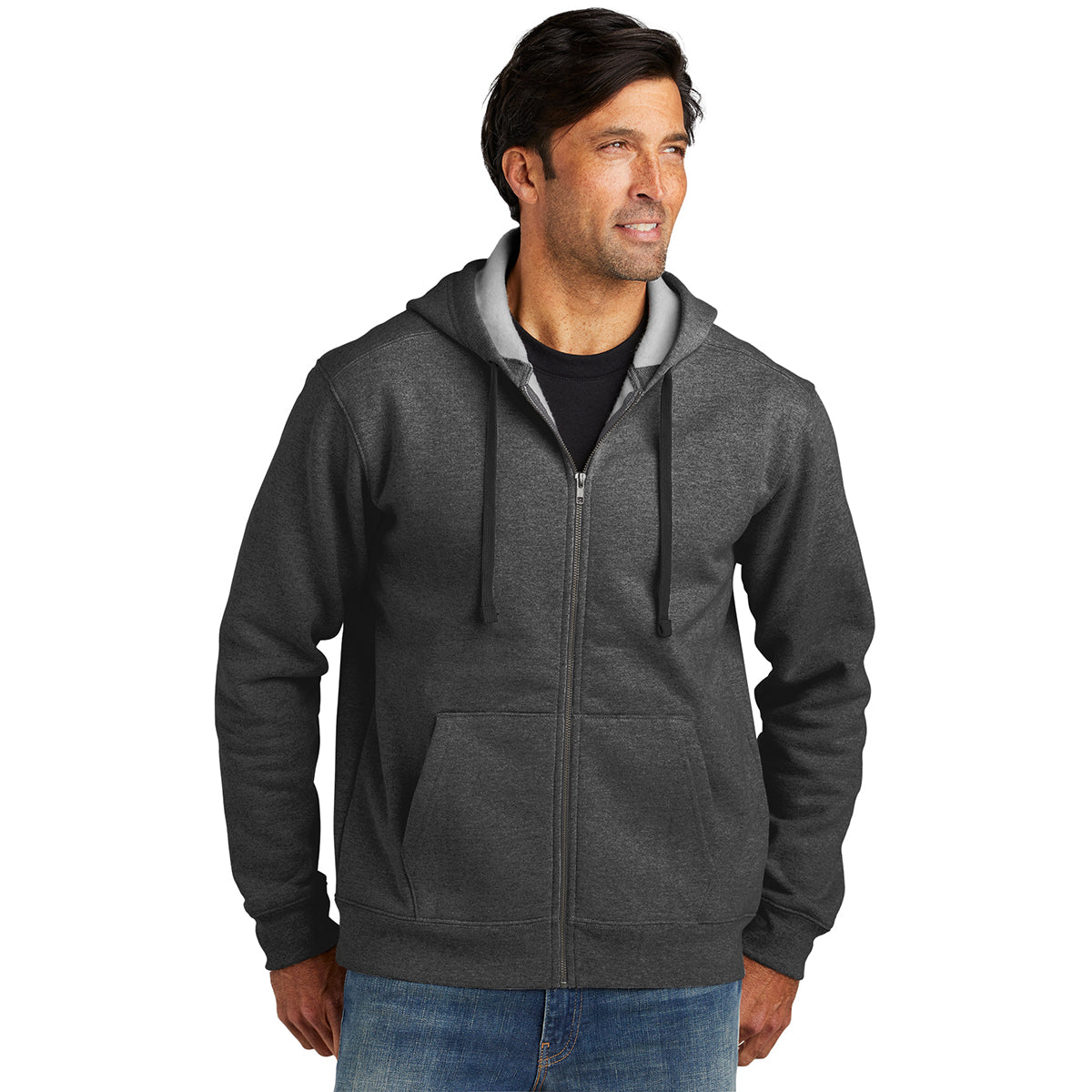 Volunteer Knitwear Men's Charcoal Heather Chore Fleece Full-Zip Hoodie - Cozy & American-Made