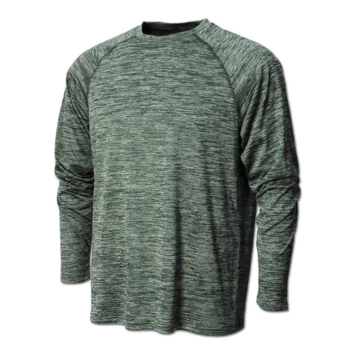 BAW Men's Dark Green Vintage Heather Dry-Tek Long Sleeve Shirt - Ideal for Sports Events