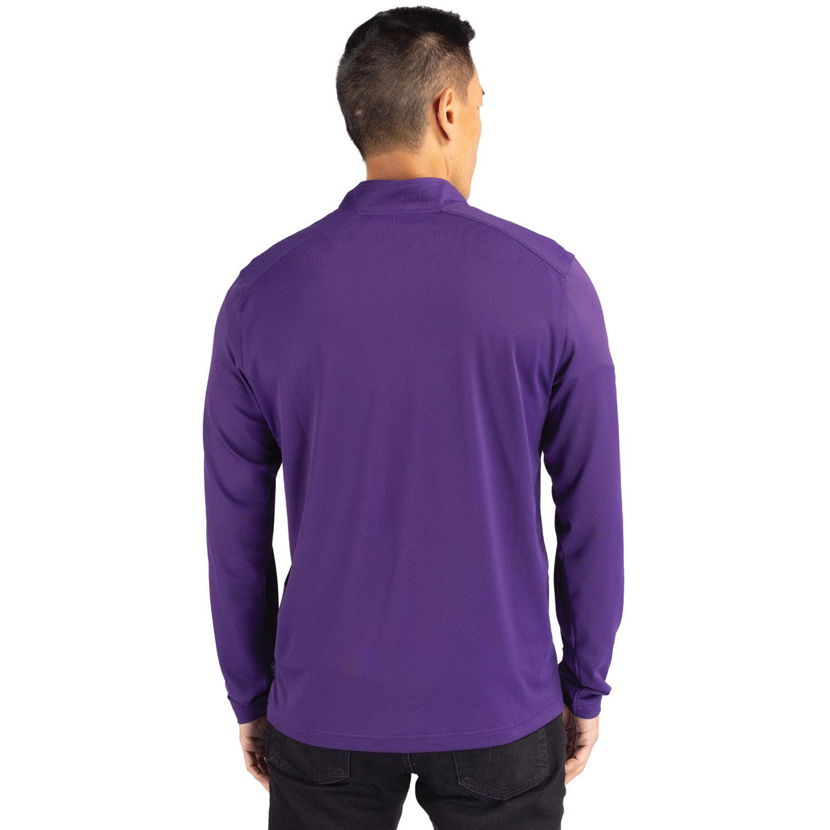Cutter & Buck Men's College Purple Virtue Eco Pique Recycled Quarter Zip Pullover - A Sustainable Style Essential