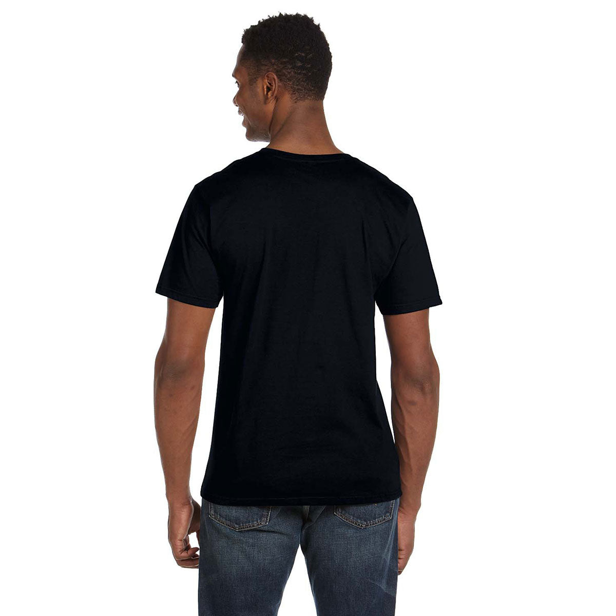 Gildan Men's Stunning Black Softstyle 4.5 oz. V-Neck T-Shirt