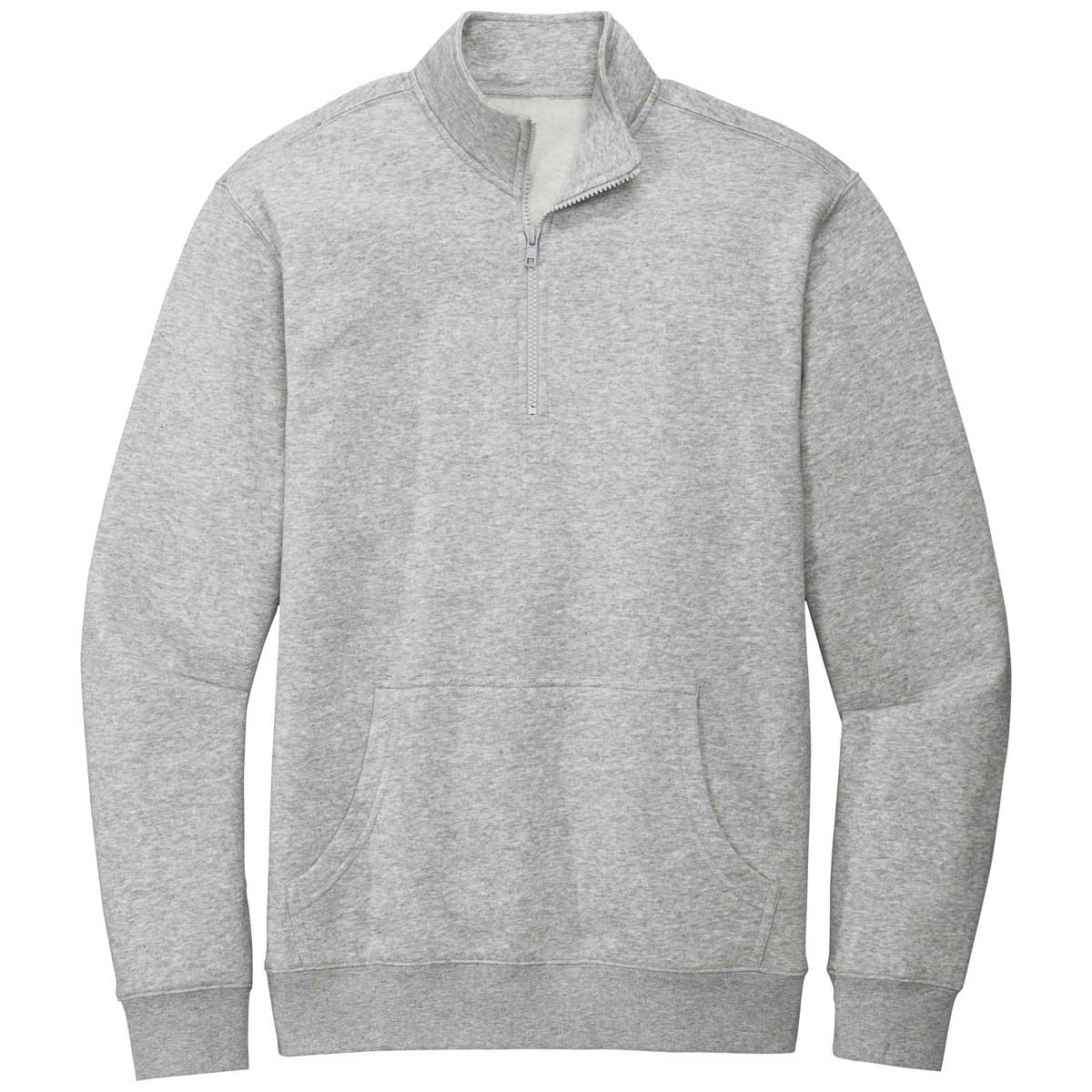 District Men's Light Heather Grey V.I.T. Fleece Quarter Zip - Ideal for All-Day Style