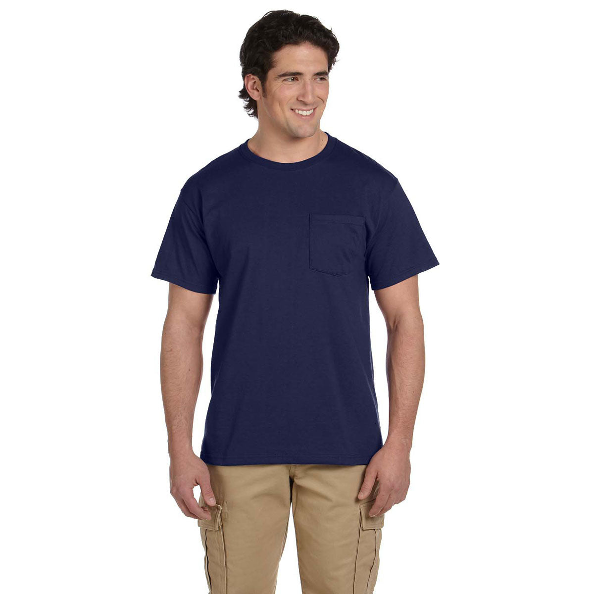 Jerzees Men's Navy Dri-Power Active Pocket T-Shirt - 5.6 Oz