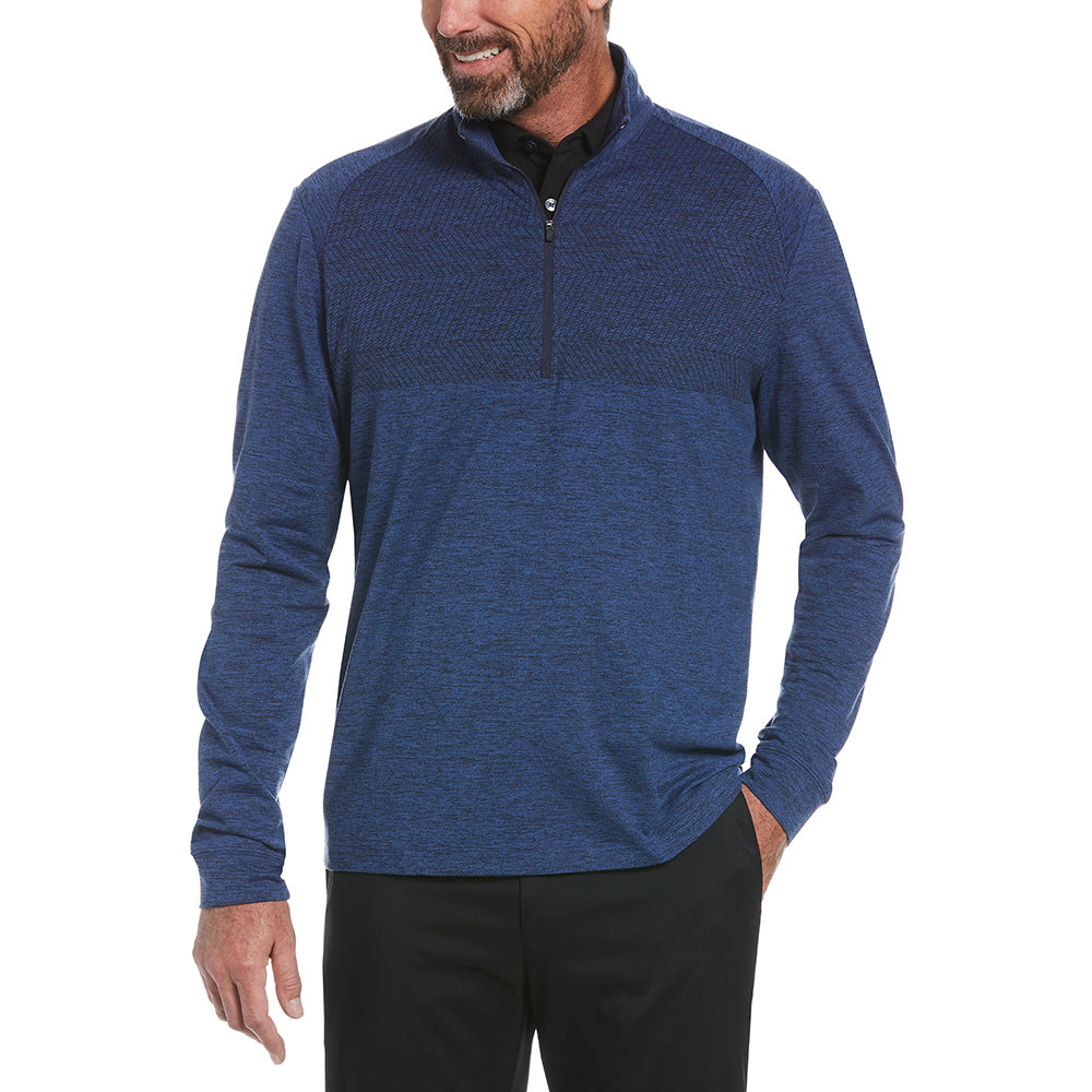 Perry Ellis Men's Navy Heather 1/4 Zip Pullover - Stylish and Functional