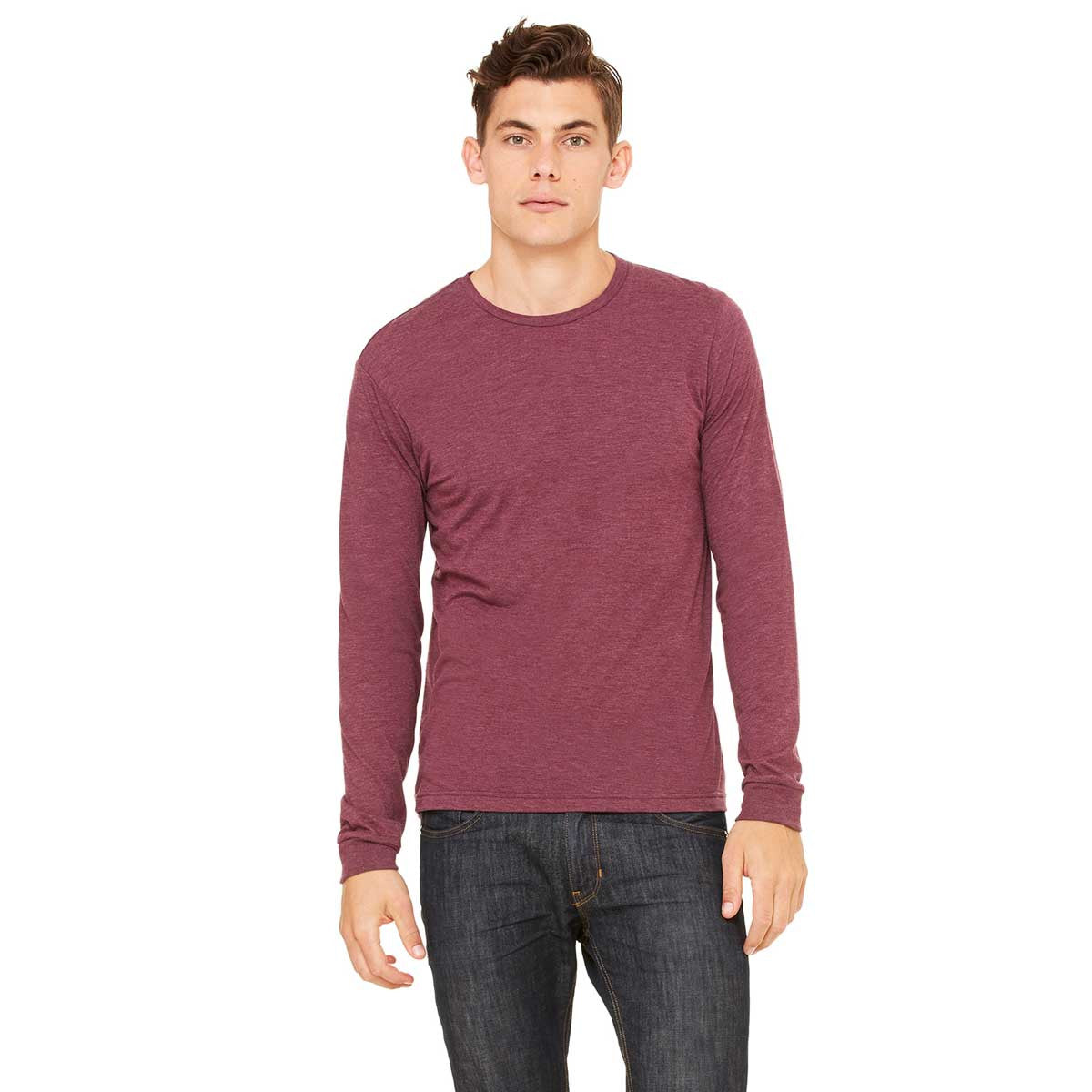 Bella + Canvas Men's Maroon Triblend Long-Sleeve Jersey T-Shirt: The Ultimate Corporate Gift