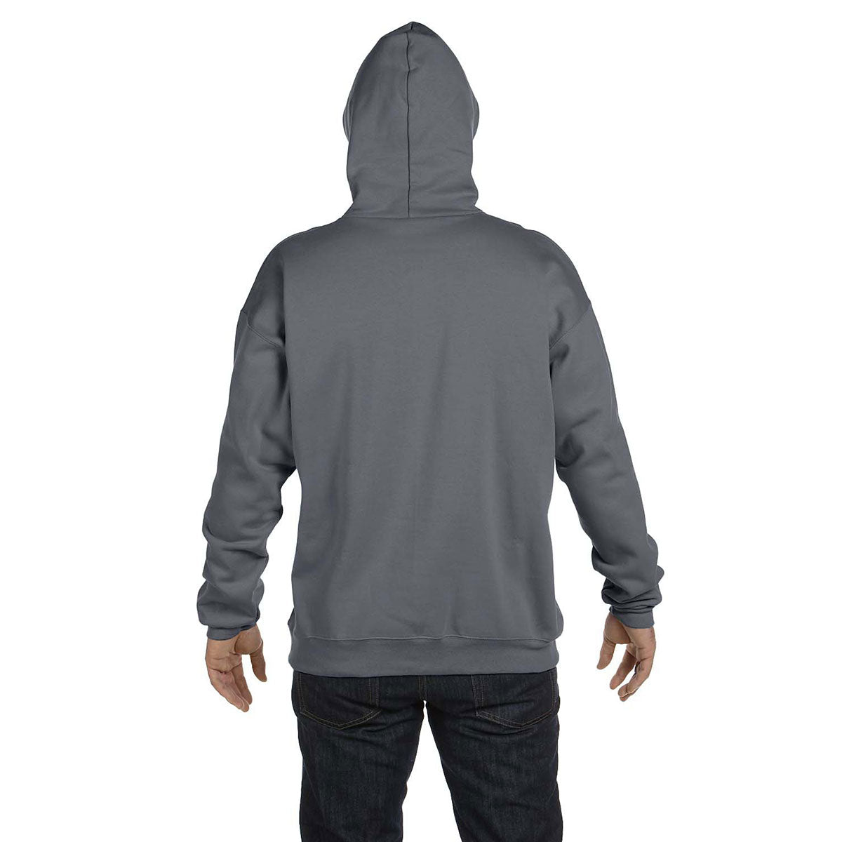 Hanes Men's Charcoal Heather 9.7 oz. Ultimate Cotton 90/10 Pullover Hoodie - Ideal for Corporate and Fitness