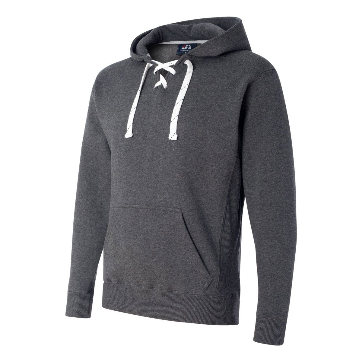 J. America Men's Charcoal Heather Sporty Lace Hooded Sweatshirt - The Ultimate Activewear