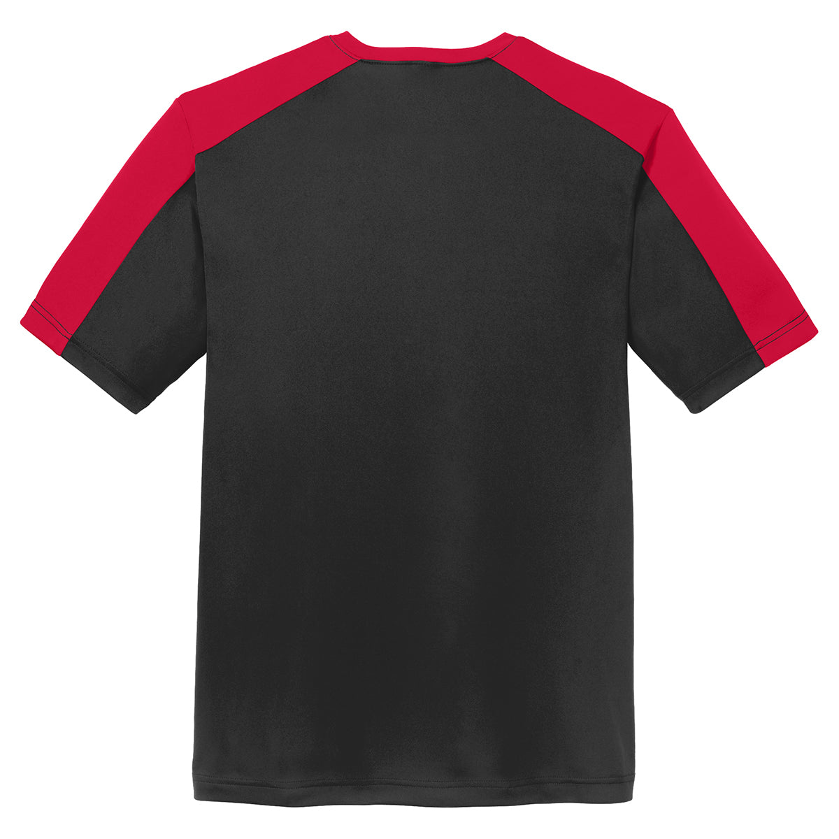 Sport-Tek Men's Stylish Black/True Red PosiCharge Competitor Sleeve-Blocked Tee - Must-Have!