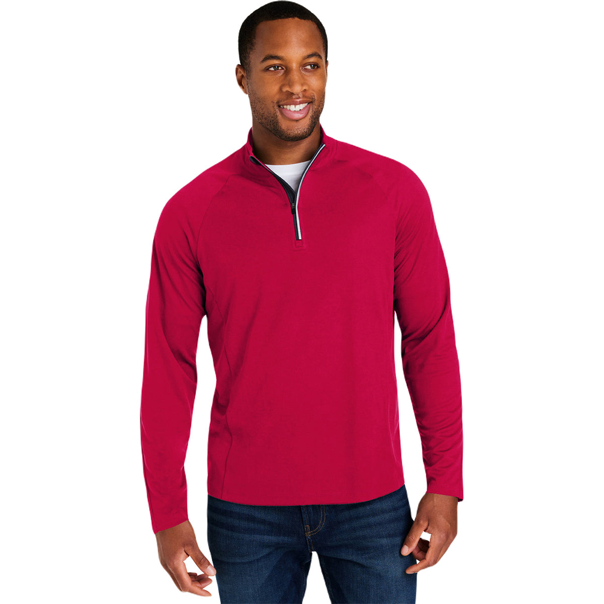 Core 365 Men's Stunning Red/Carbon Origin Performance Pique Quarter Zip - A Must - Have for Men!