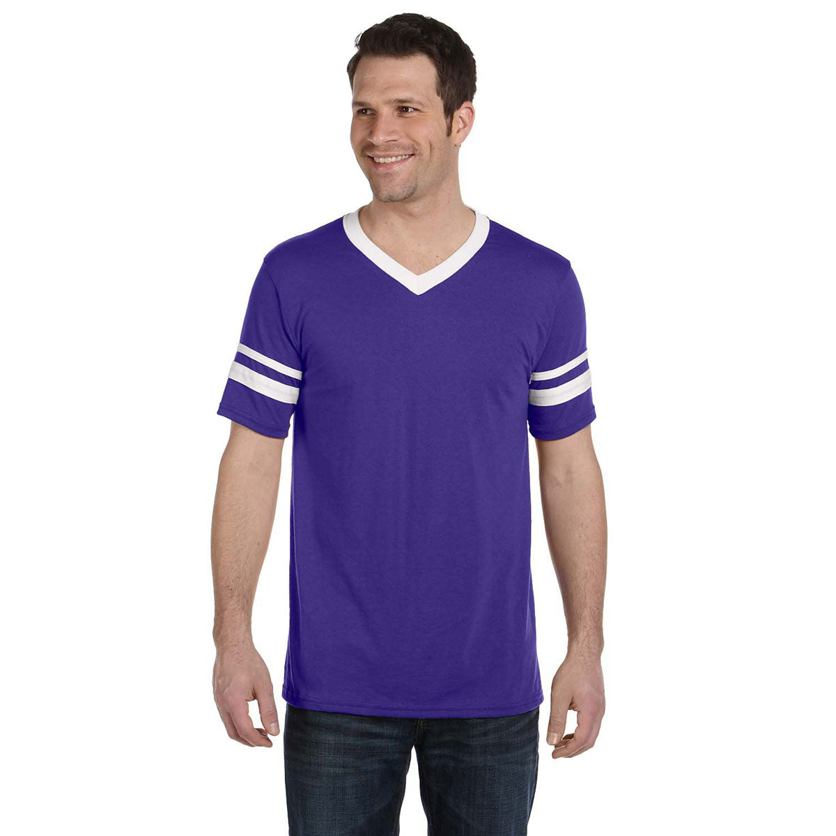 Augusta Sportswear Men's Striking Purple/White Sleeve Stripe Jersey