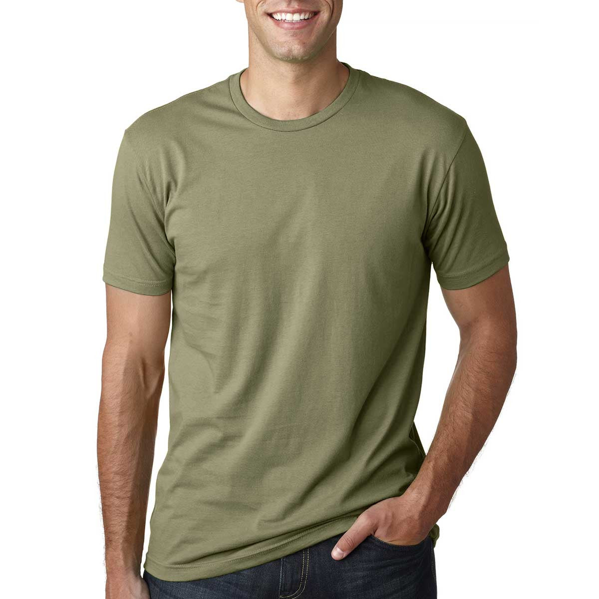 Next Level Men's Stunning Light Olive Premium Fitted Short-Sleeve Crew