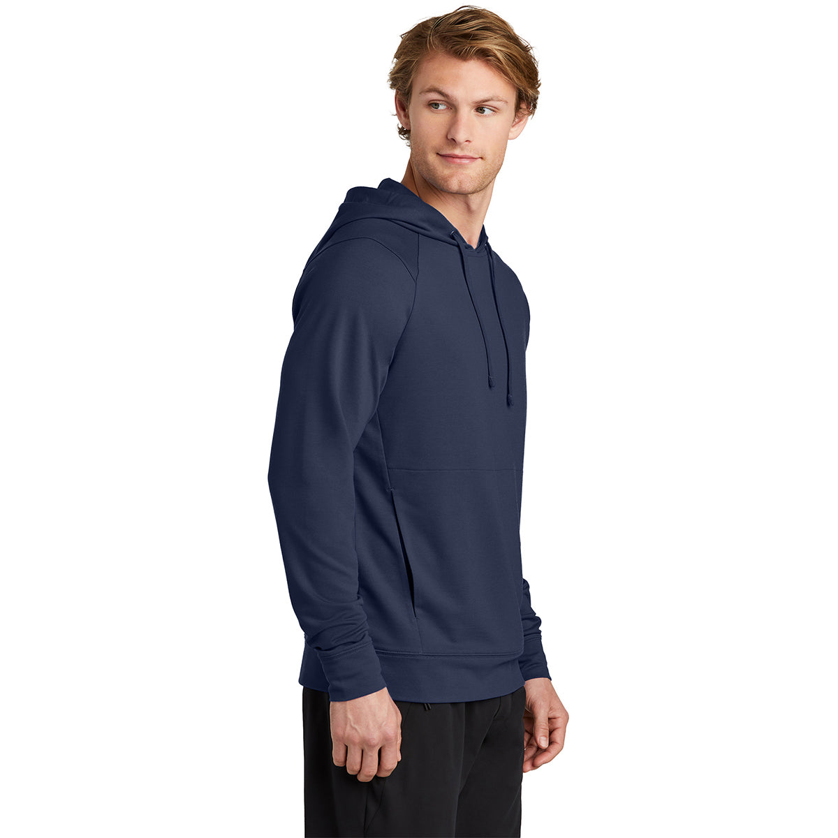 Sport-Tek Men's True Navy Sport-Wick Flex Fleece Pullover Hoodie - Ideal for Active Men
