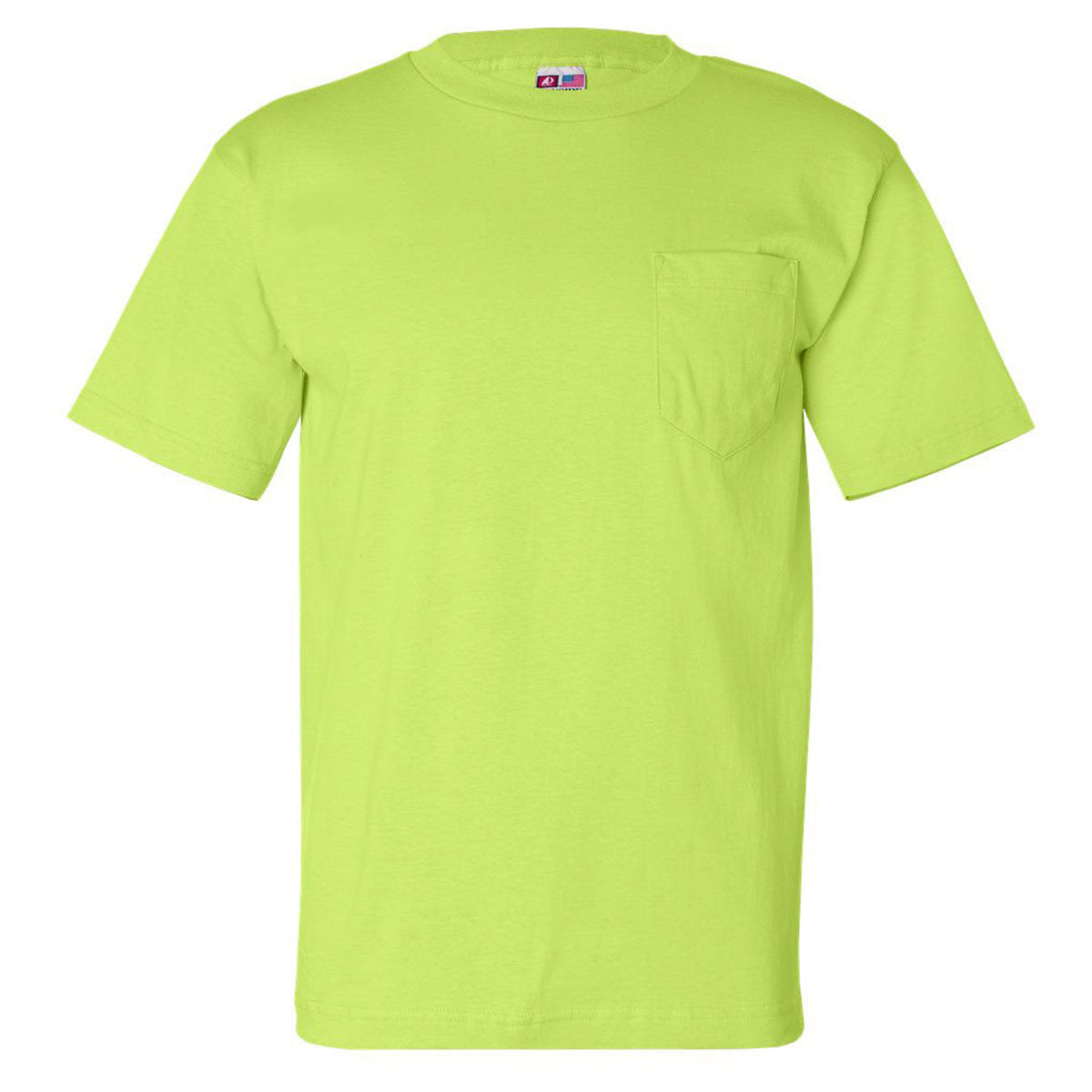 Bayside Men's Stunning Lime Green USA-Made Short Sleeve T-Shirt with Pocket