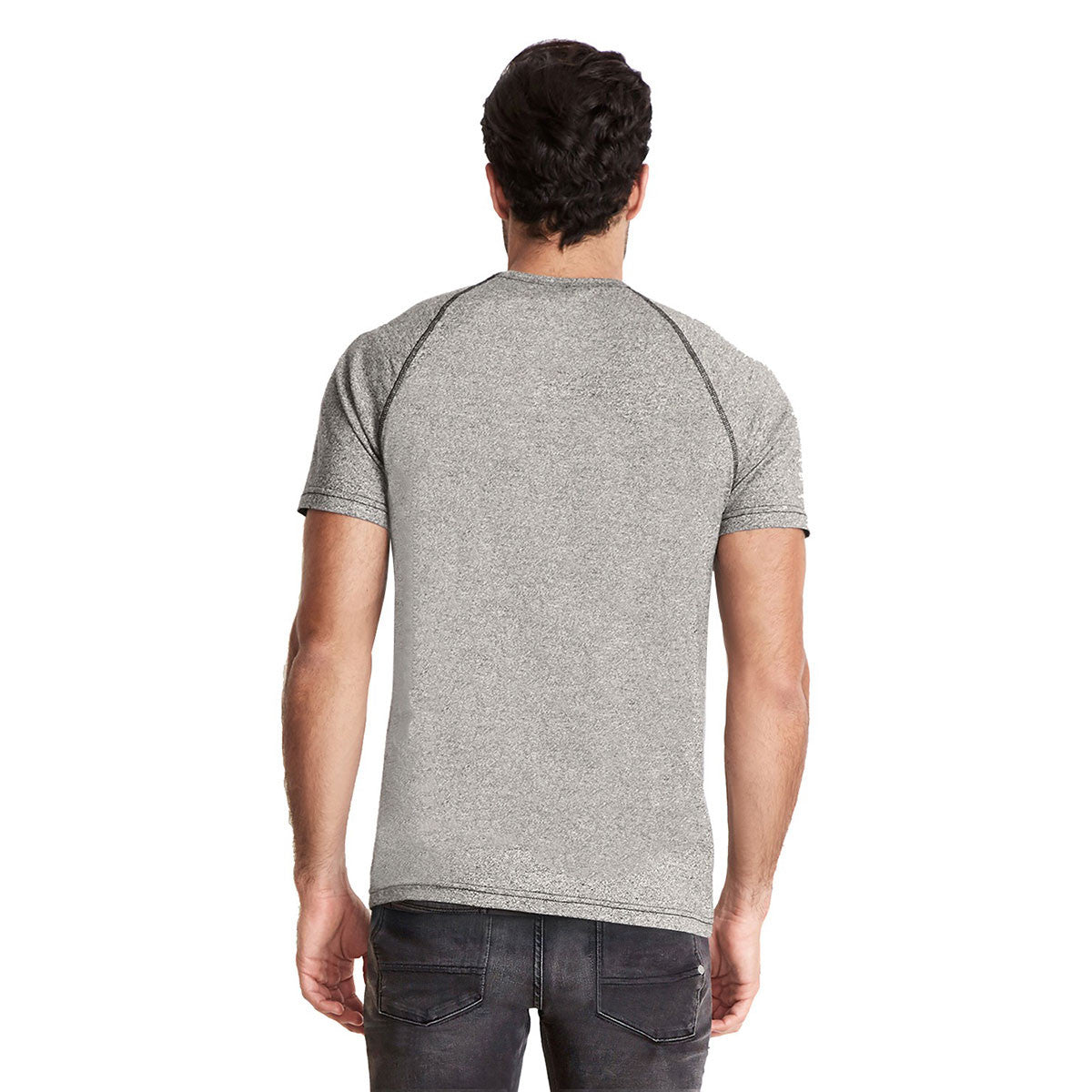 Next Level Men's Stunning Heather Grey Mock Twist Short-Sleeve Raglan T-Shirt