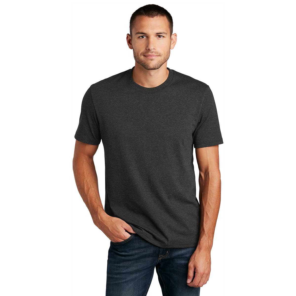 District Men's Charcoal Heather Re-Tee: Sustainable Style for Men