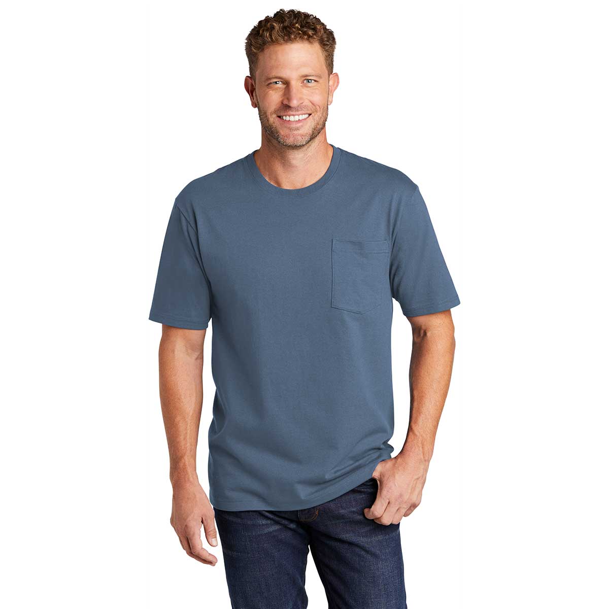 CornerStone Men's Regatta Blue Workwear Short Sleeve Pocket Tee: Your Ultimate Work Companion
