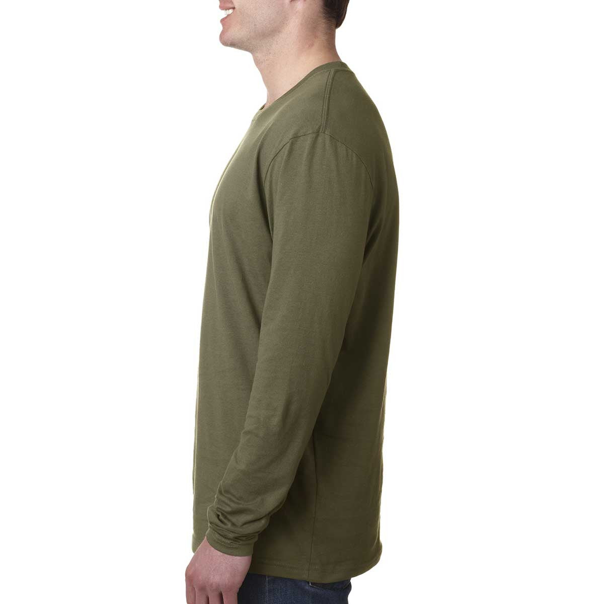Next Level Men's Military Green Premium Fitted Long-Sleeve Crew Tee: An Unbeatable Classic