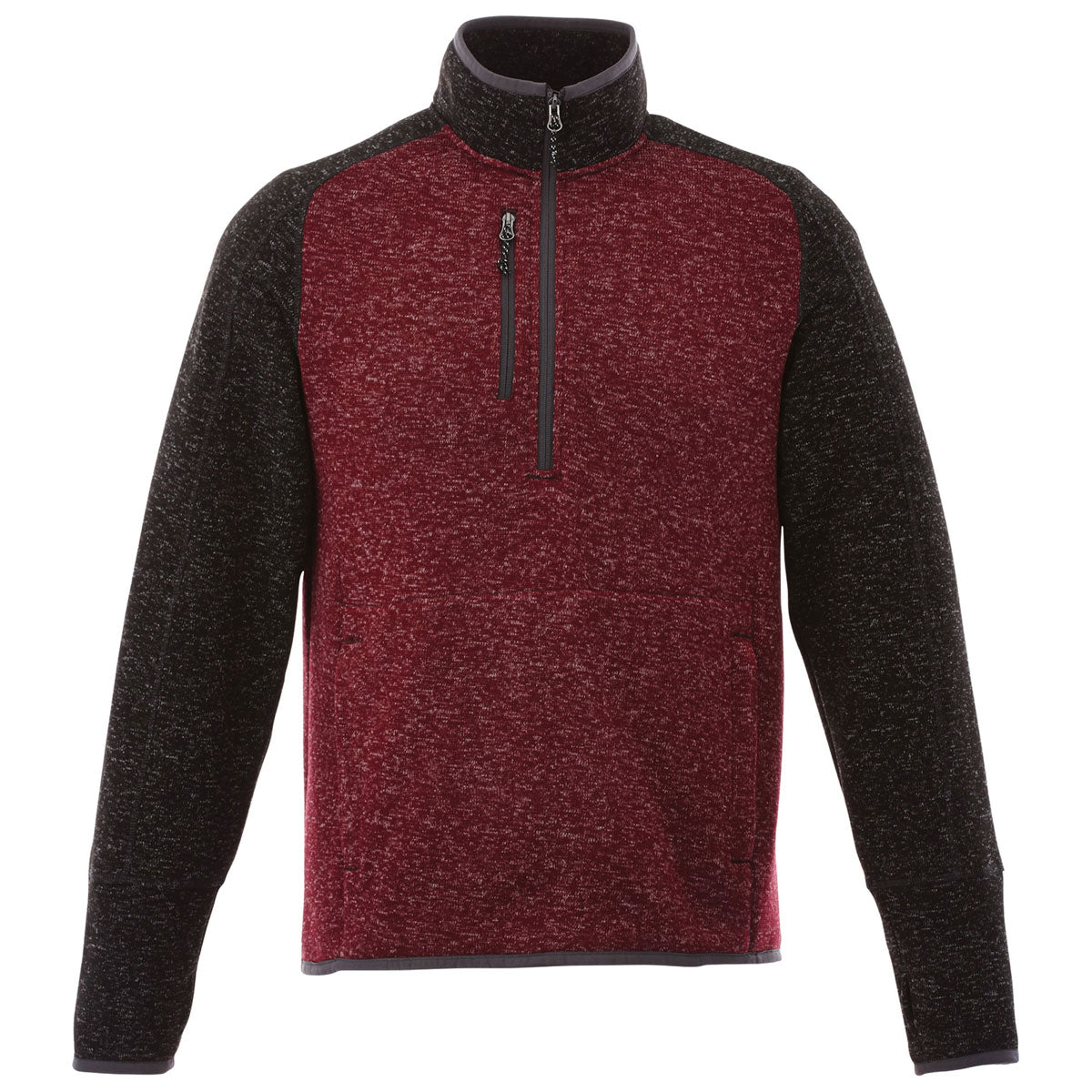 Elevate Men's Maroon & Black Vorlage Half Zip Knit Jacket - Ideal for Branding