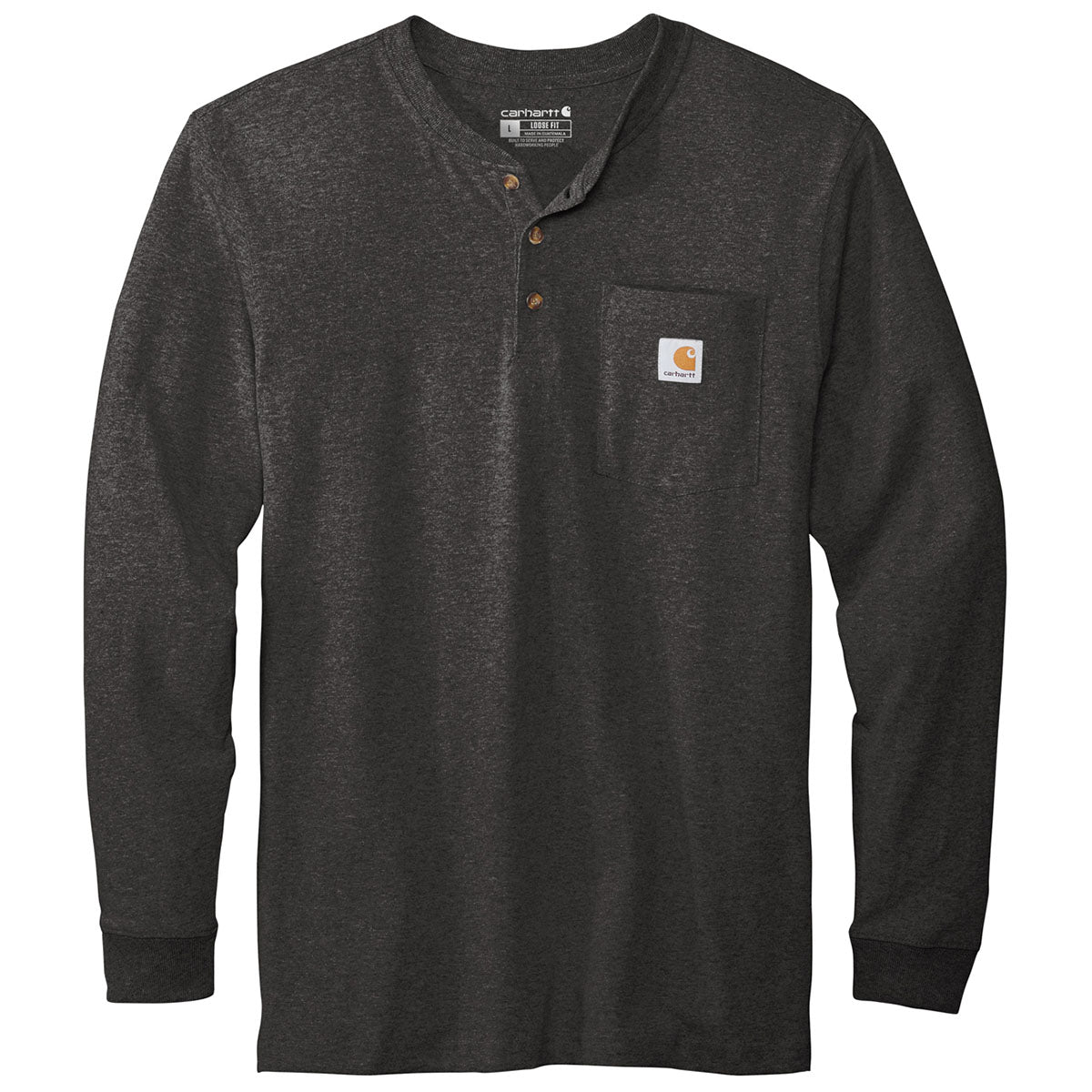Carhartt Men's Carbon Heather Long Sleeve Henley - The Ultimate Outdoor T - Shirt