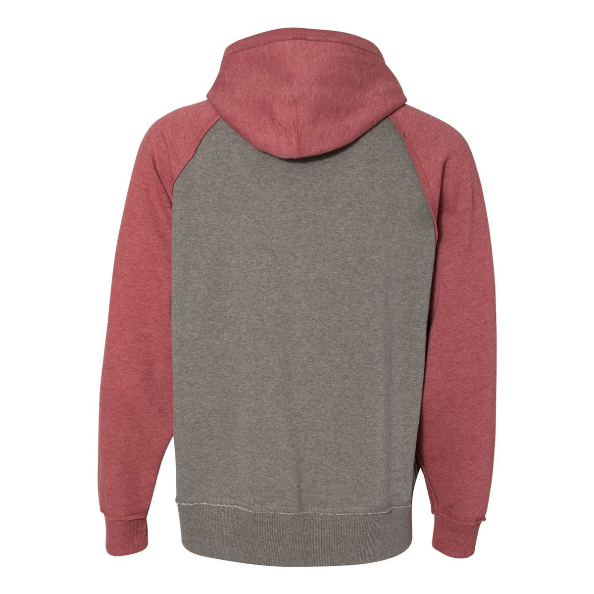 J. America Men's Vintage Heather Hooded Sweatshirt in Smoke & Simply Red
