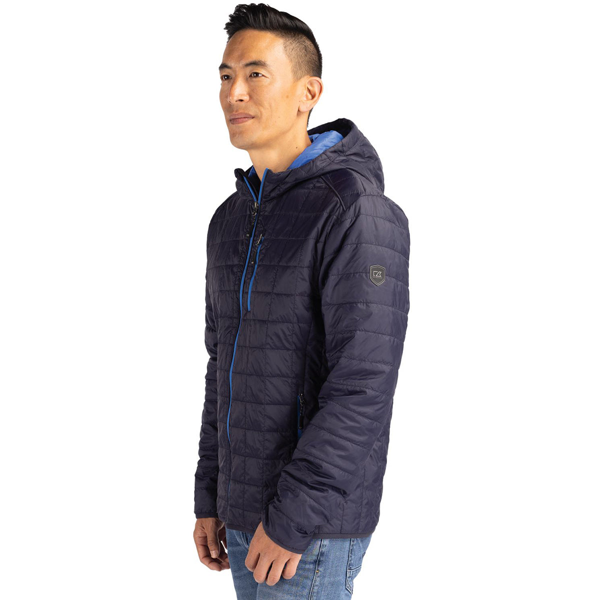 Cutter & Buck Men's Dark Navy Rainier Primaloft Eco Full Zip Hooded Jacket - Your Ultimate Adventure Companion