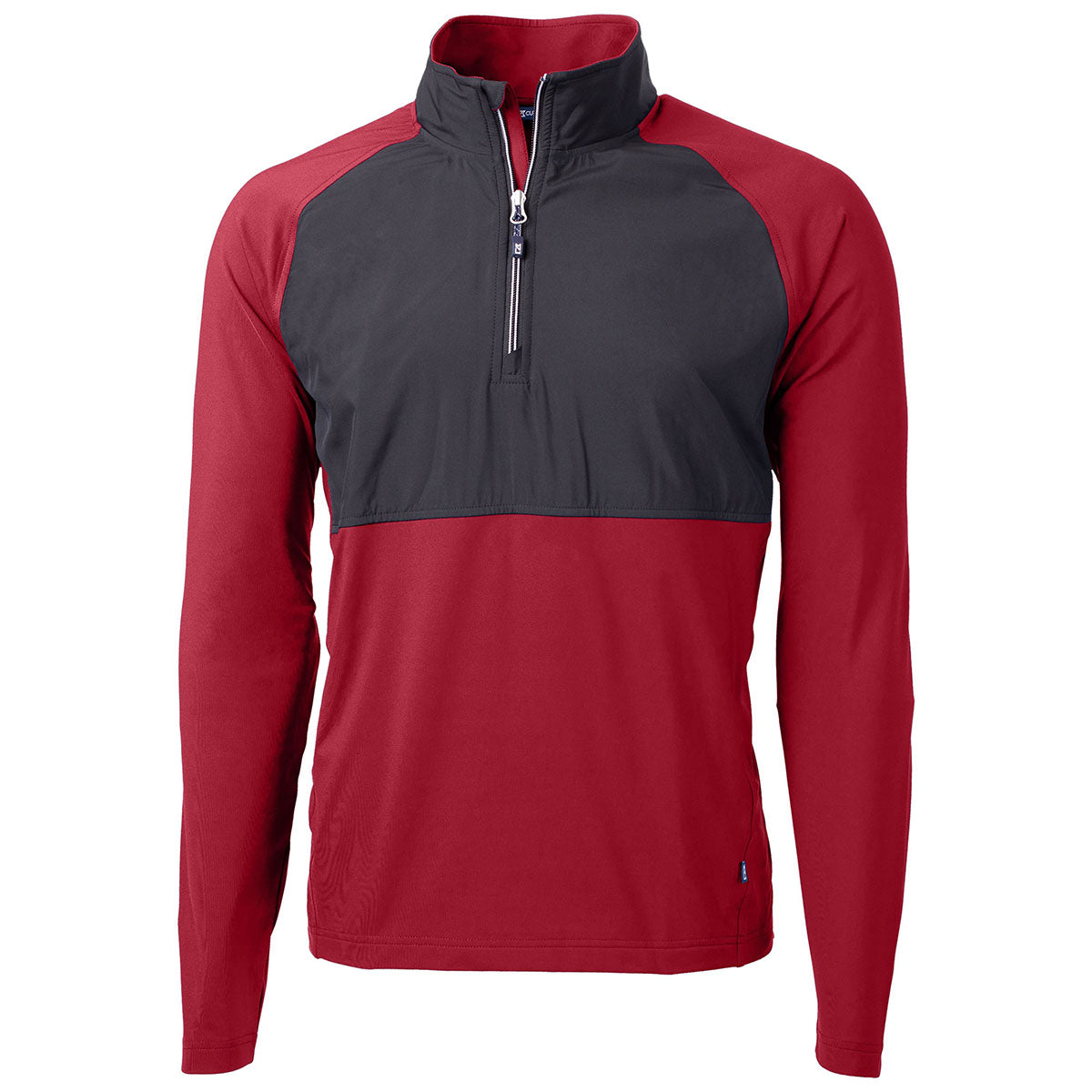 Cutter & Buck Men's Stunning Cardinal Red/Black Adapt Eco Knit Hybrid Recycled Quarter Zip - Ideal for Active Lifestyles