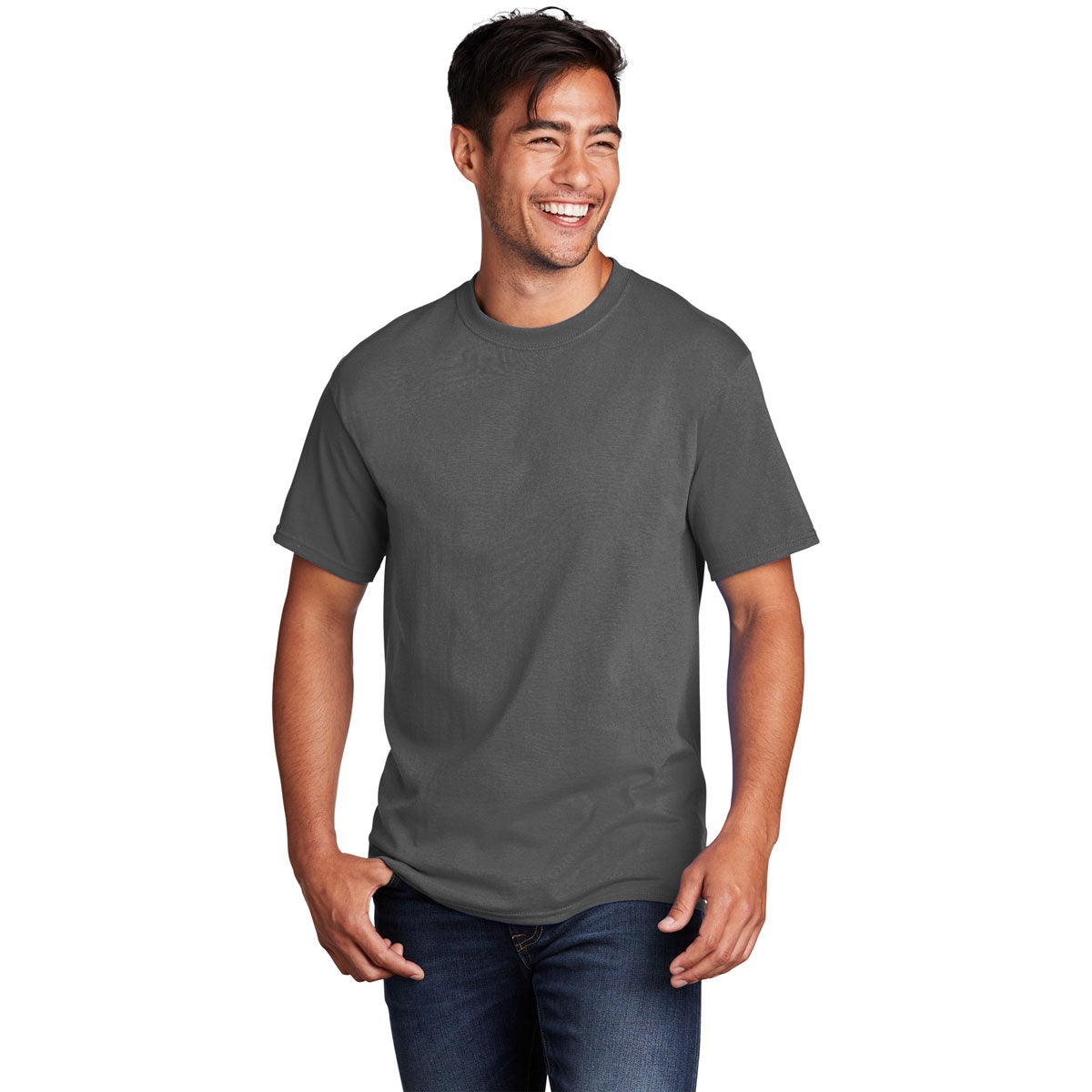 Port & Company Men's Charcoal Core Cotton DTG Tee - The Ultimate Comfort Tees