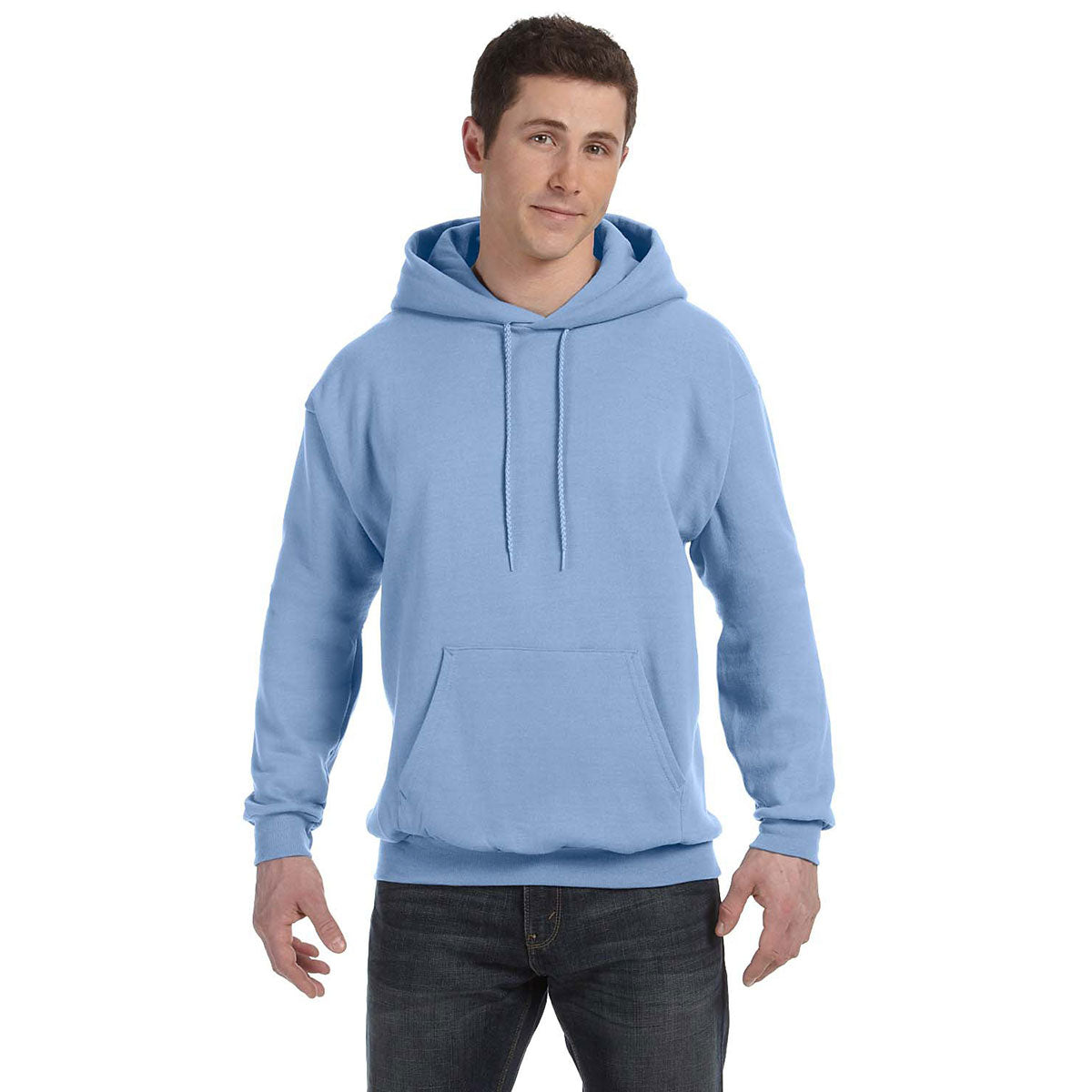 Hanes Men's Light Blue 7.8 oz. EcoSmart 50/50 Stylish Pullover Hoodie
