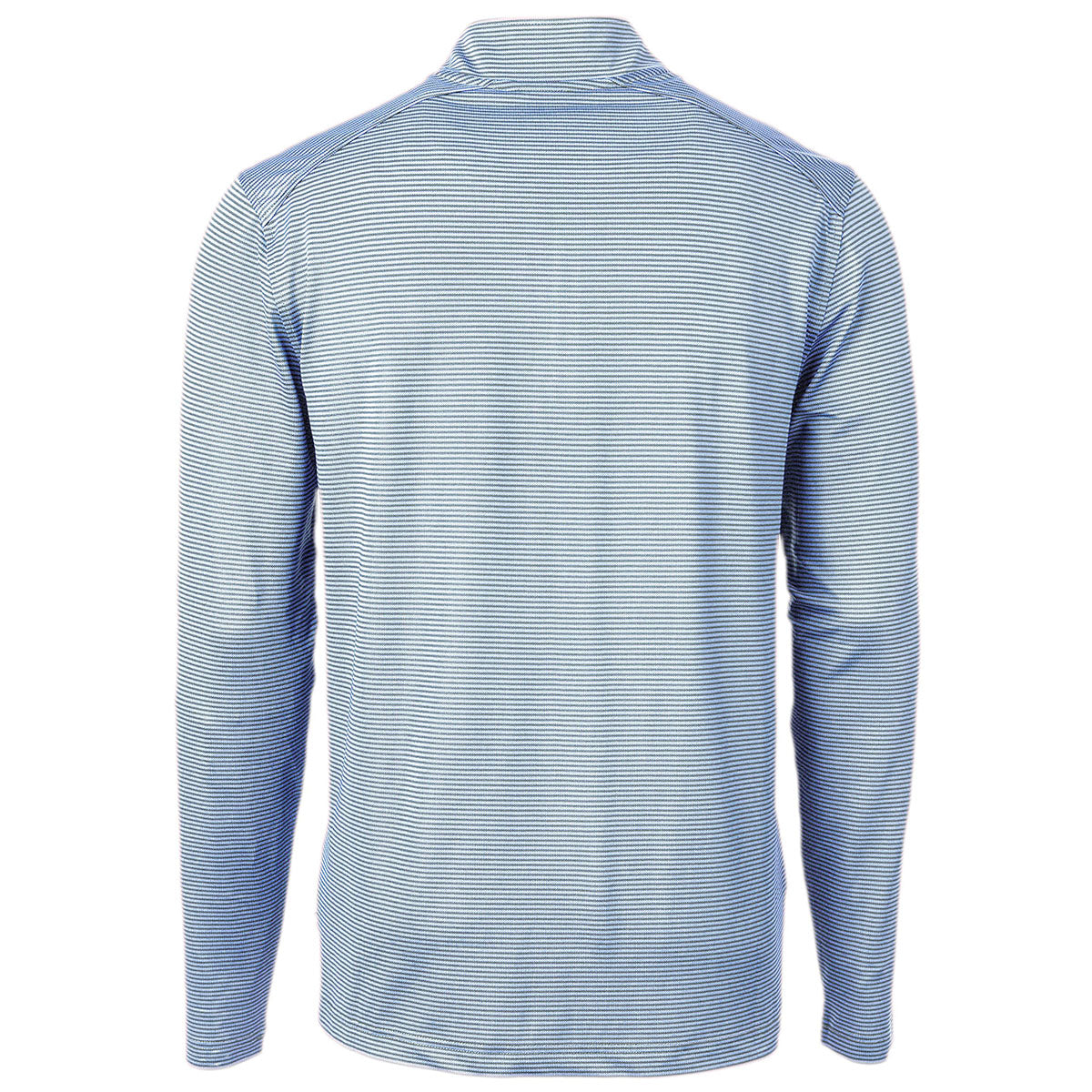 Cutter & Buck Men's Navy Blue Atlas Virtue Eco Pique Micro Strip Recycled Quarter Zip - Adventure-Ready!