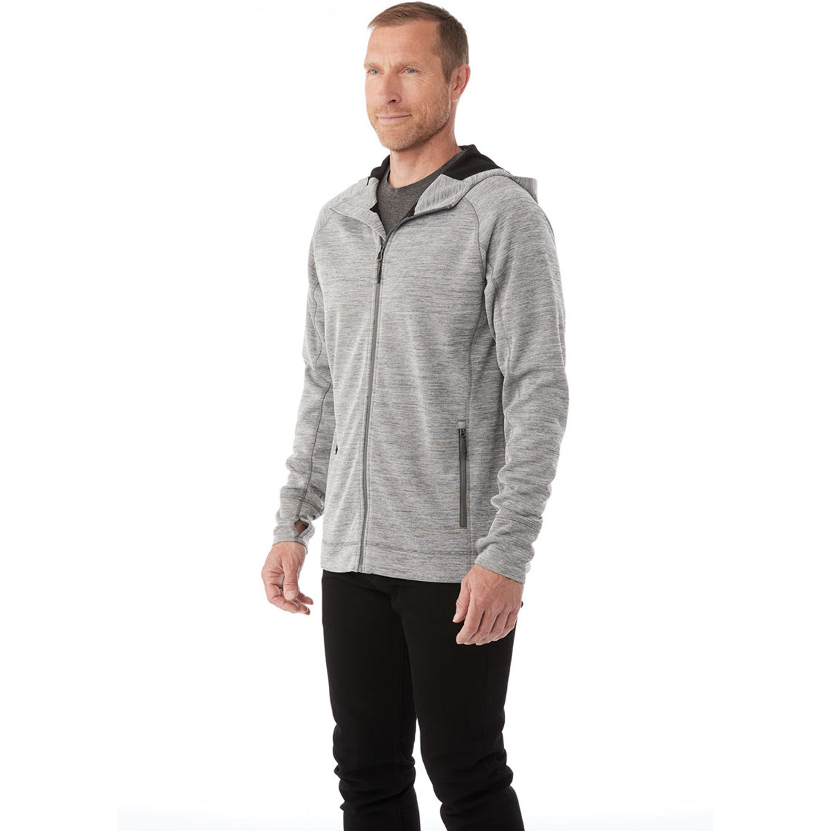 Elevate Men's Stylish Heather Charcoal Odell Knit Zip Hoody
