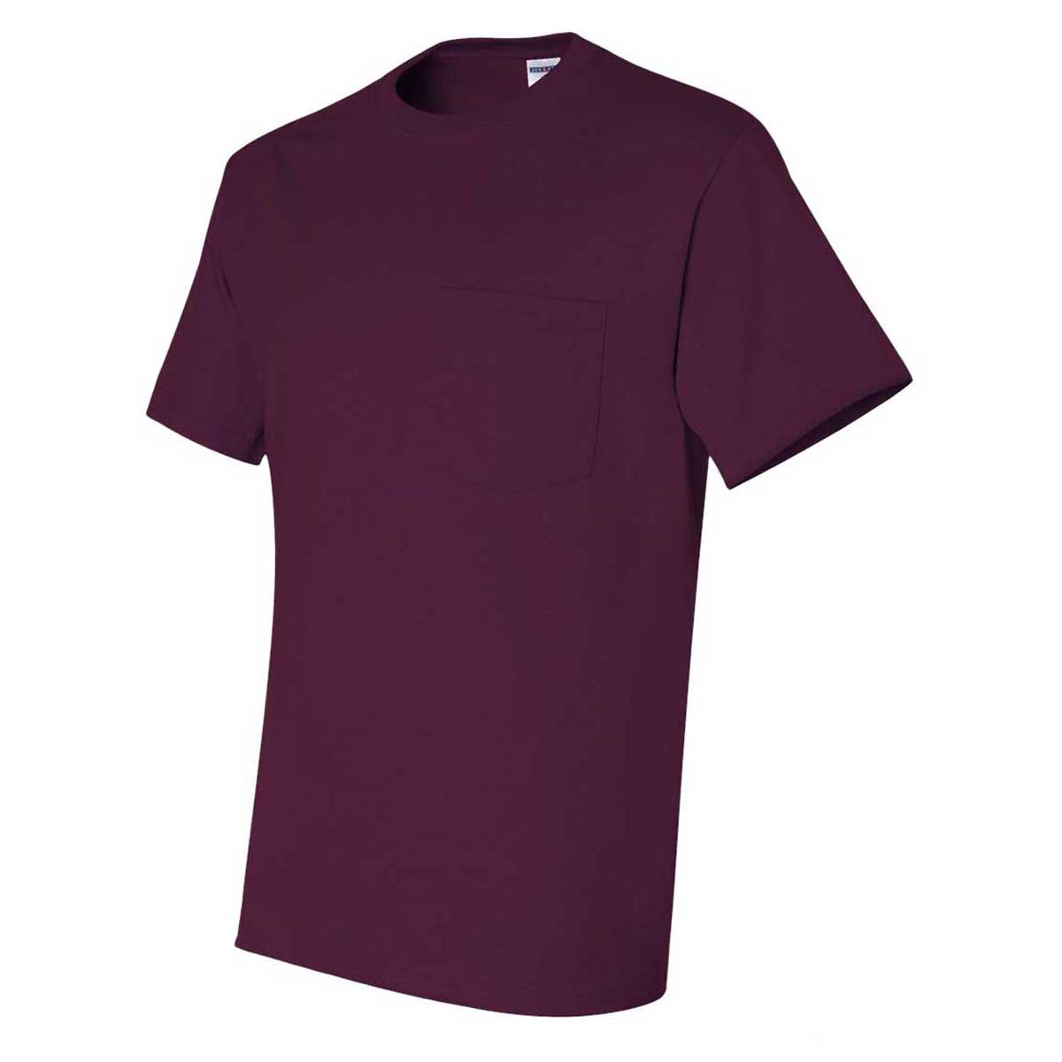 Jerzees Men's Maroon Dri-Power 50/50 Pocket T-Shirt - Ideal for Outdoor Adventures!