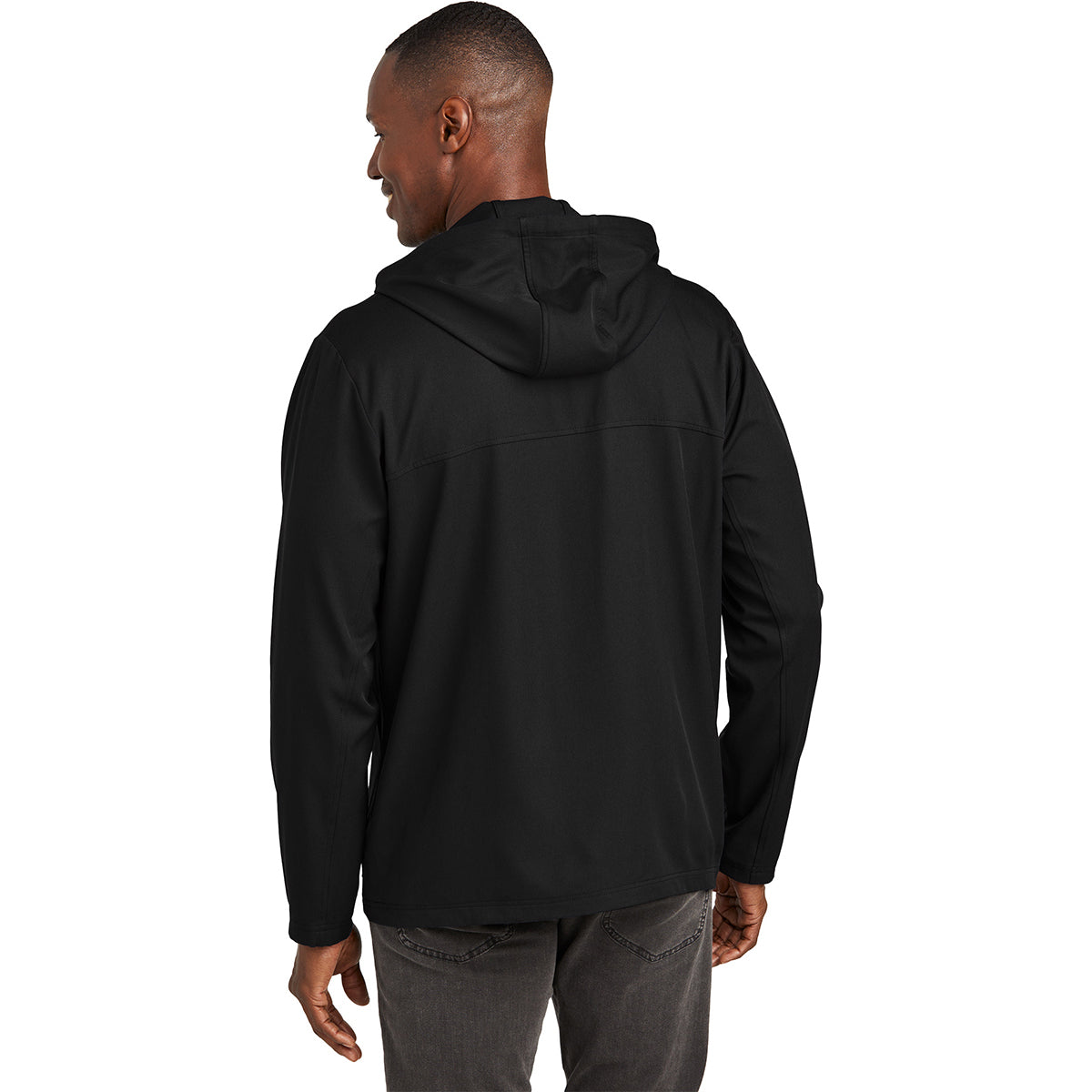 TravisMathew Men's Stylish Black Balboa Hooded Full-Zip Jacket