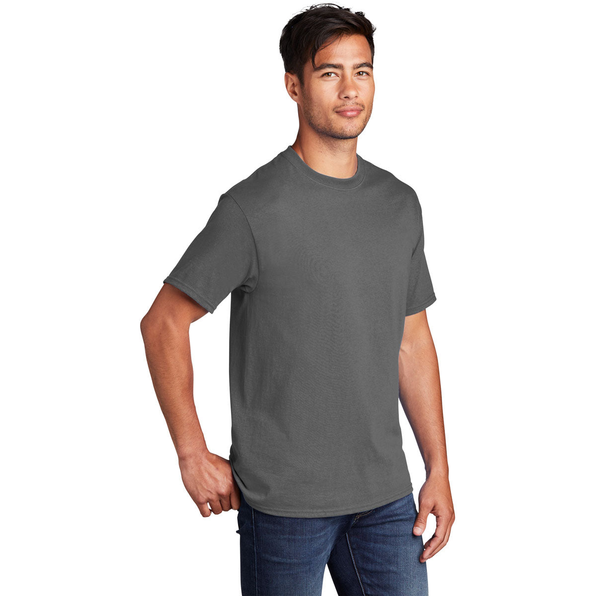 Port & Company Men's Charcoal Core Cotton DTG Tee - The Ultimate Comfort Tees