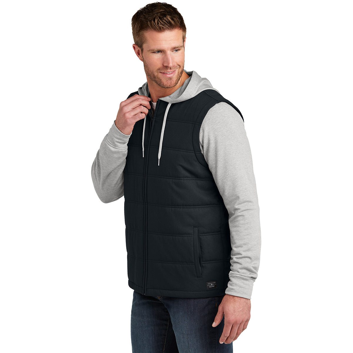TravisMathew Men's Stunning Black/Grey Heather Tides Up Hooded Jacket