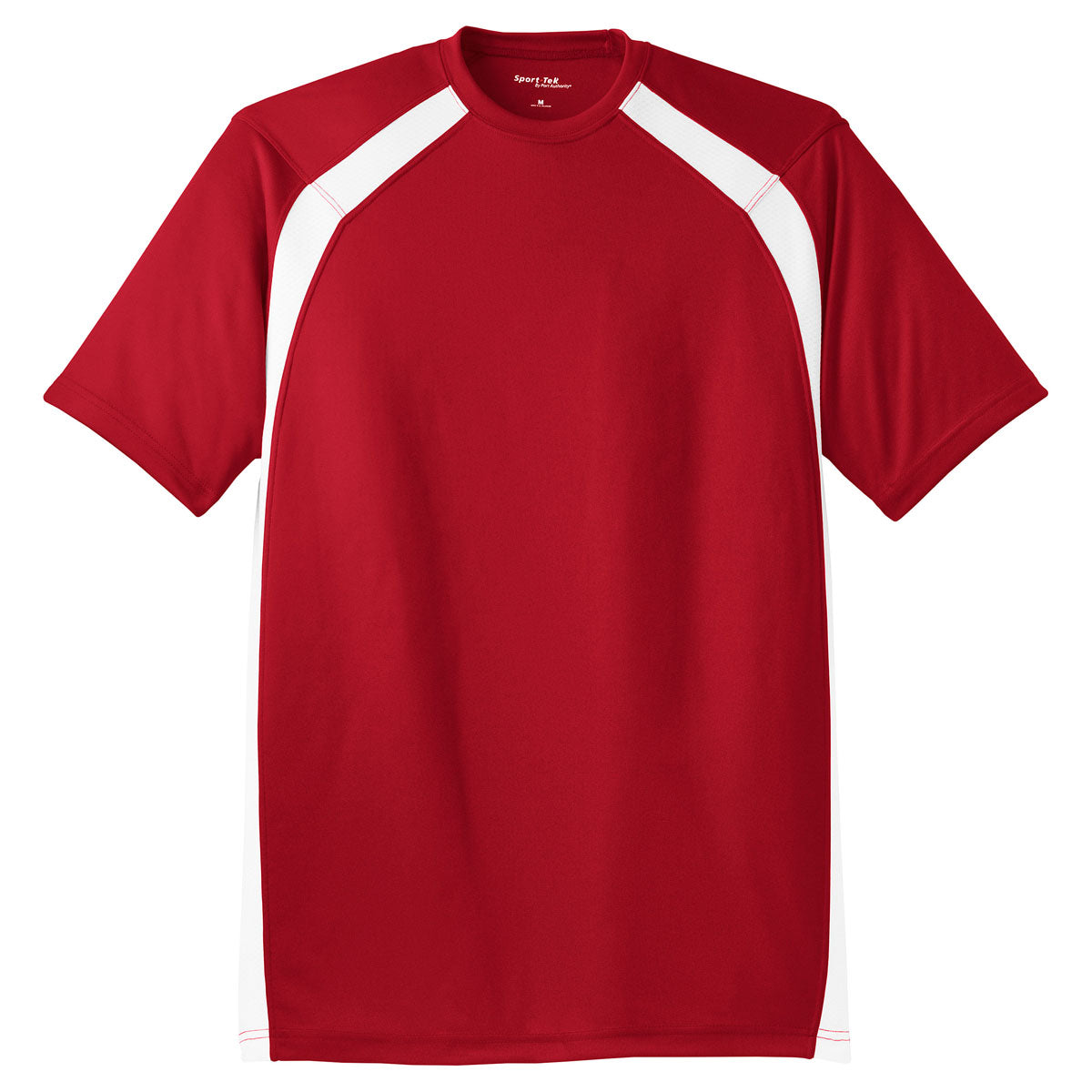 Sport-Tek Men's Eye-Catching True Red/White Dry Zone Colorblock Crew T-Shirt