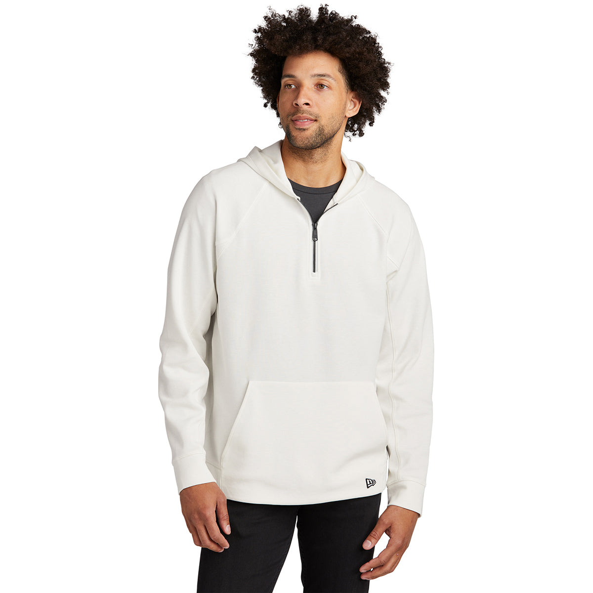 New Era Men's Stylish White STS 1/4-Zip Fan Hoodie - Ideal for Brand Promotion