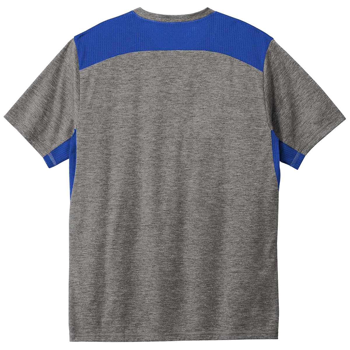 Sport-Tek Men's PosiCharge Tri-Blend Wicking Draft Tee in True Royal/Dark Grey Heather