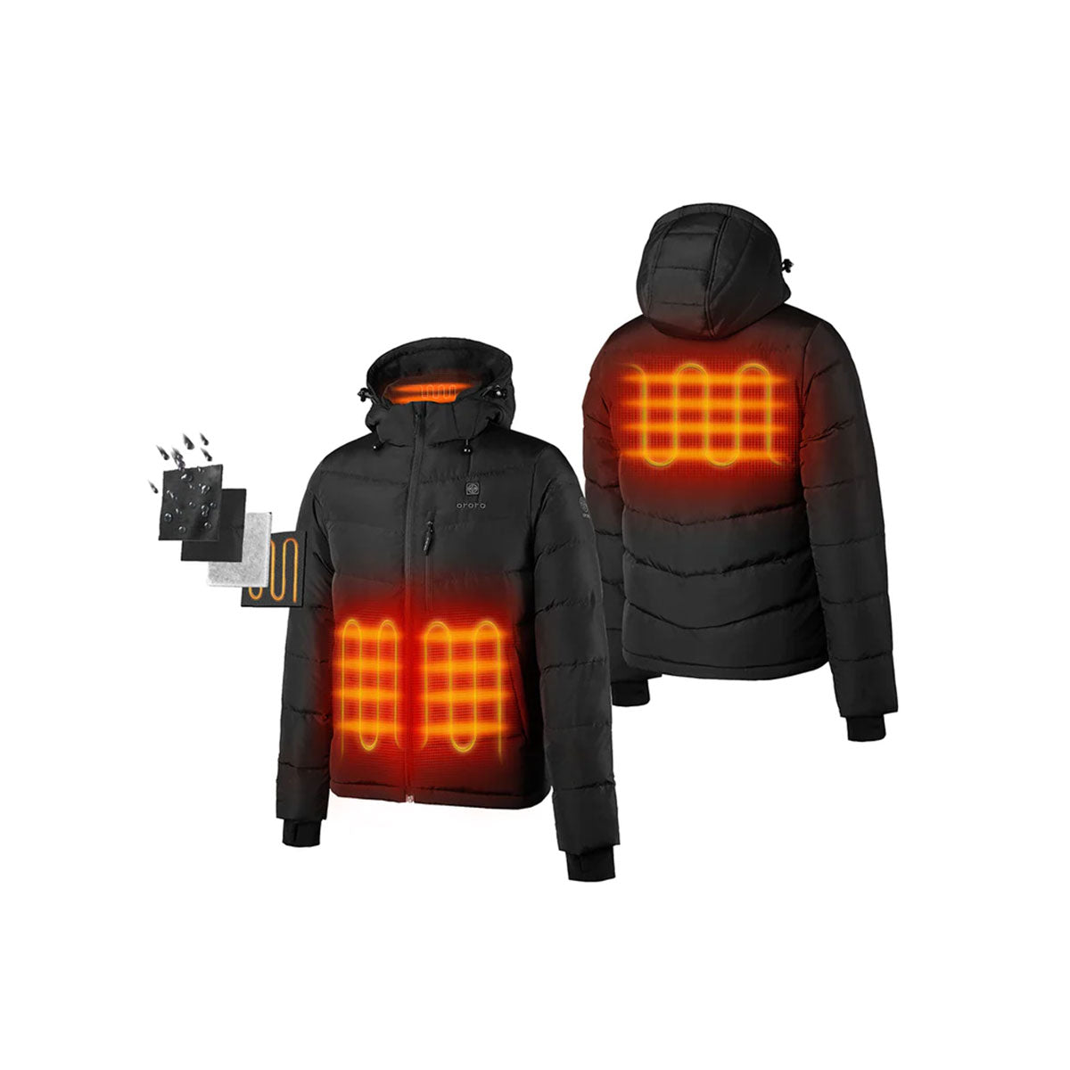 Ororo Men's Stylish Black Heated Down Jacket - Ideal for Corporate Giveaways
