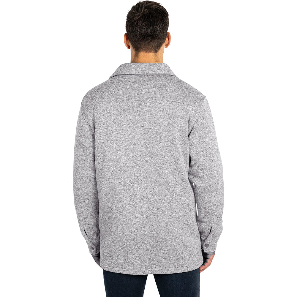 Charles River Men's Stylish Light Grey Heathered Fleece Snap Shacket - Must - Have for Every Gentleman!