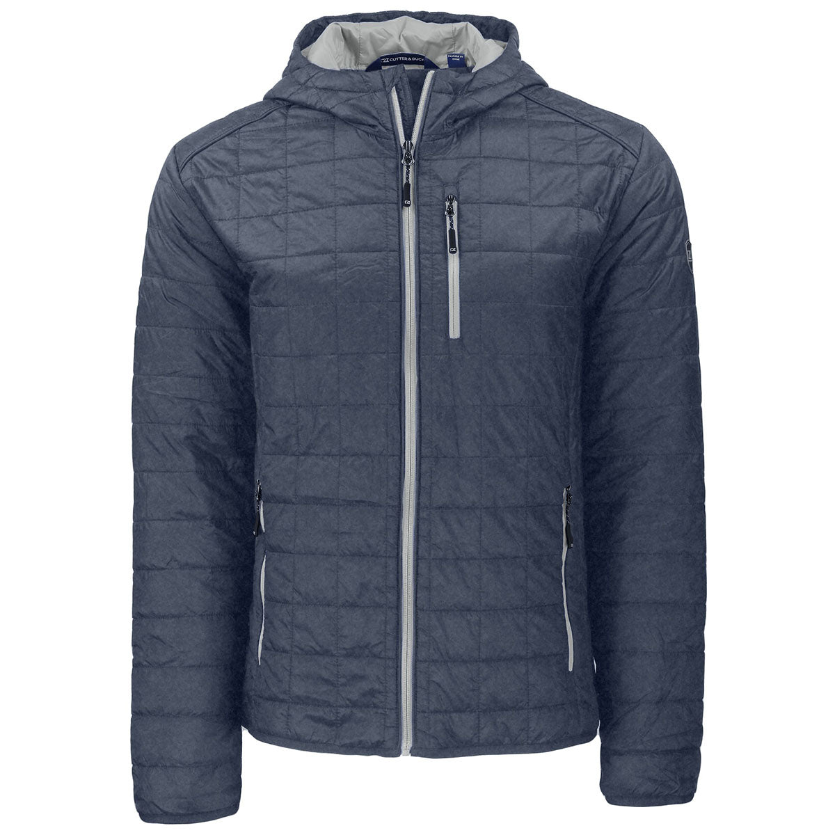 Cutter & Buck Men's Stylish Anthracite Melange Rainier Primaloft Eco Full Zip Hooded Jacket