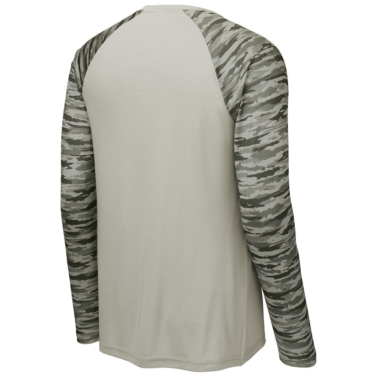 Sport-Tek Men's Silver Drift Camo Colorblock Long Sleeve Tee: Stand Out in Style!