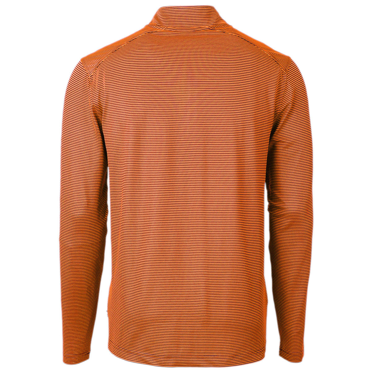 Cutter & Buck Men's College Orange/Navy Blue Virtue Eco Pique Micro Strip Recycled Quarter Zip - The Ultimate Outdoor Essential