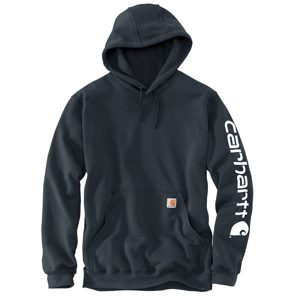 Carhartt Men's Stylish New Navy Midweight Hooded Logo Sweatshirt - A Must - Have!